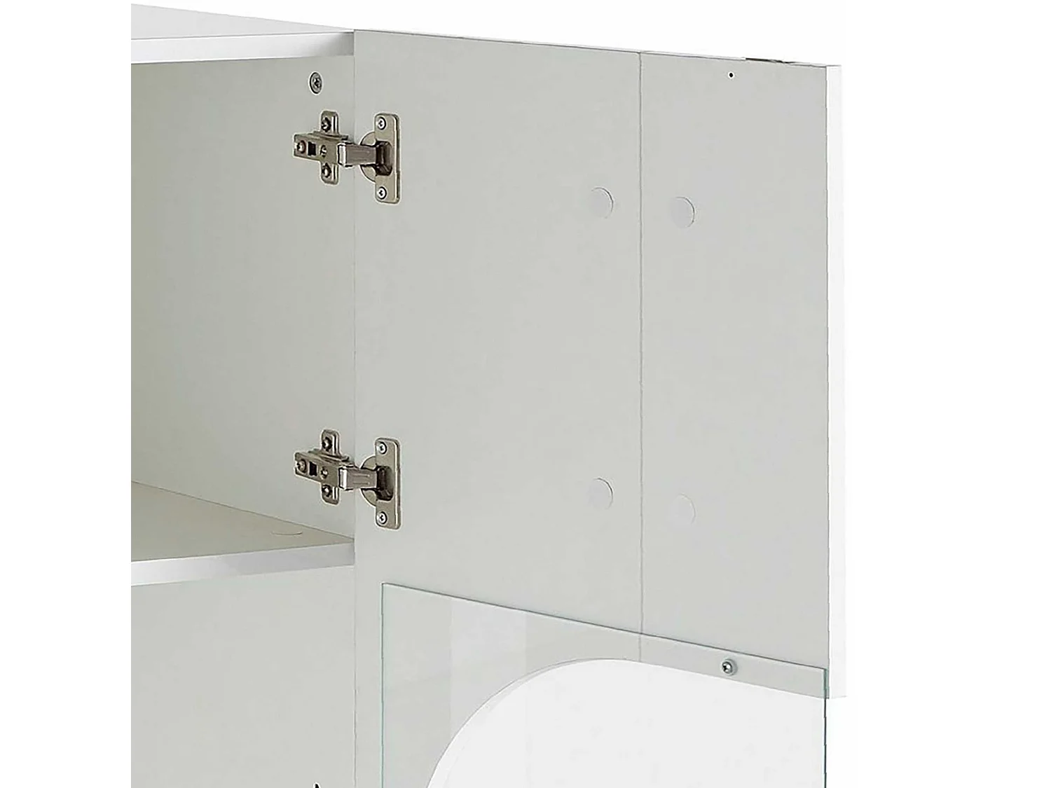 Credenza Real a 3 ante con inserti in vetro espositivi bianco lucido 120x40x120 cm