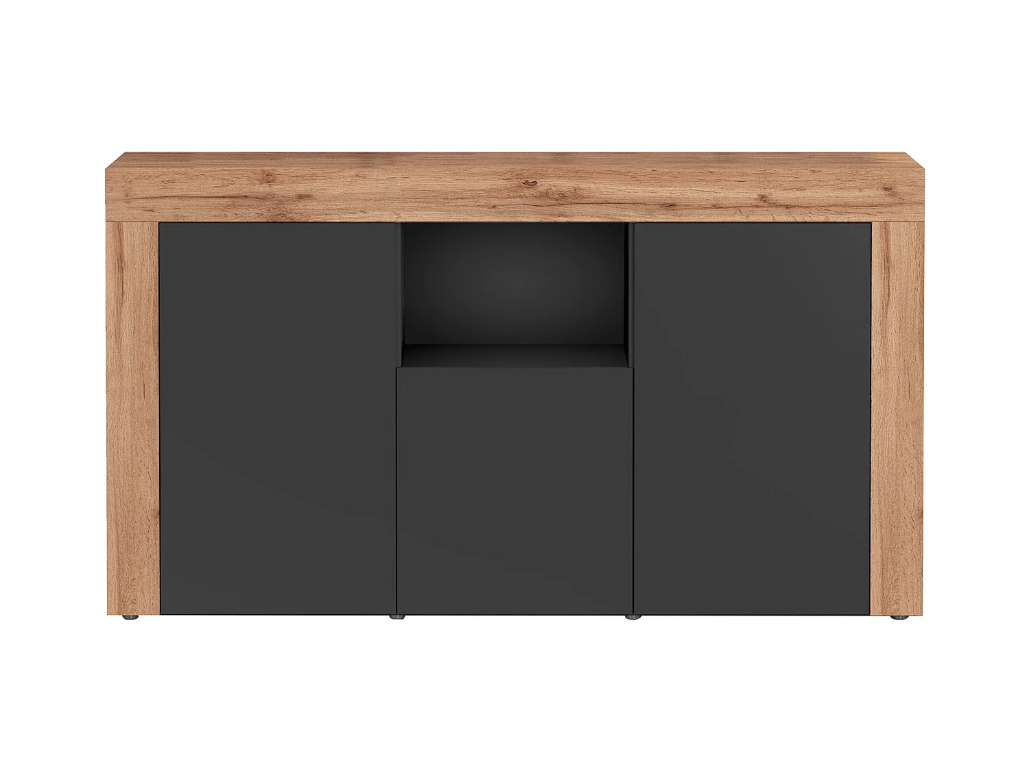 Credenza Chronos 3 ante e 1 vano antracite opaco e rovere 155x40x85 cm
