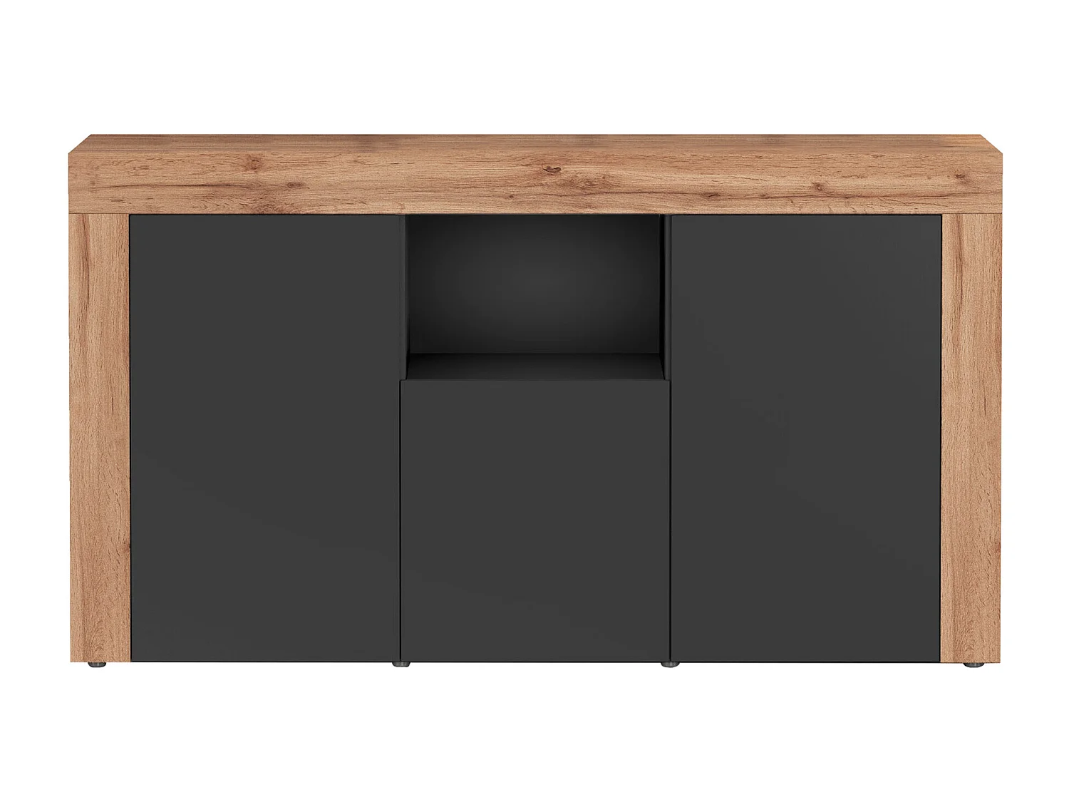 Credenza Chronos 3 ante e 1 vano antracite opaco e rovere 155x40x85 cm