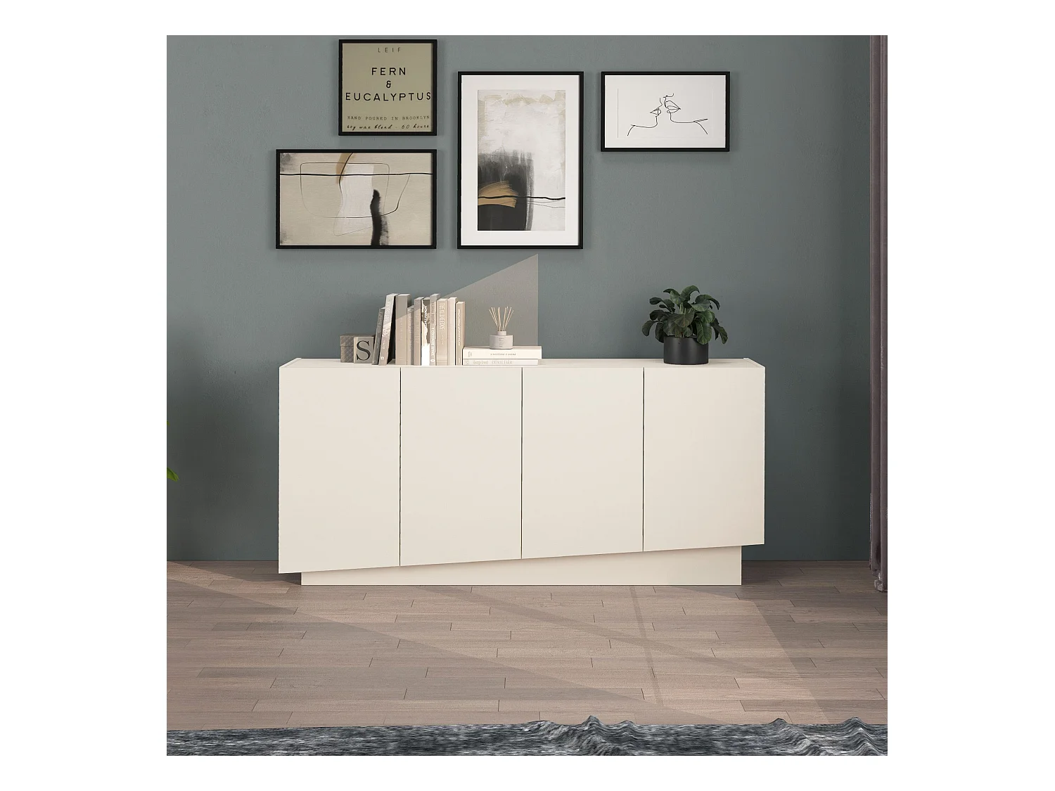 Madia Vela con 4 ante colore cashmere 160x35x75,4 cm