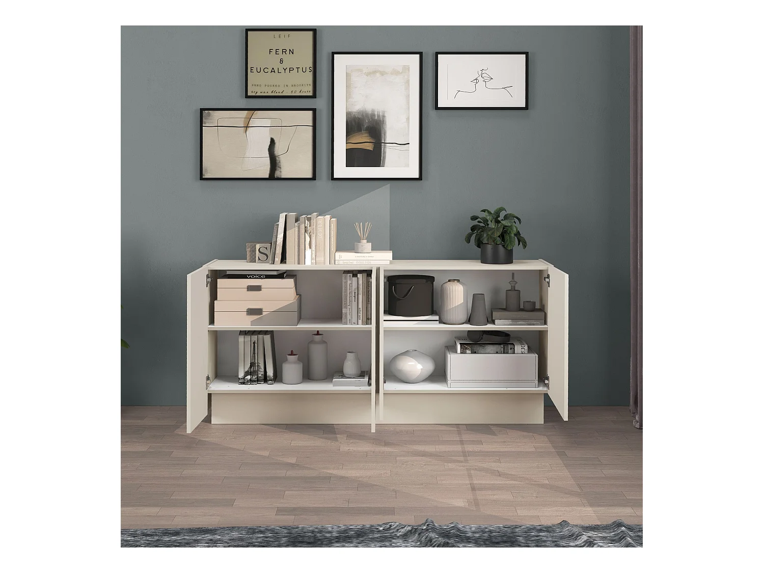 Madia Vela con 4 ante colore cashmere 160x35x75,4 cm