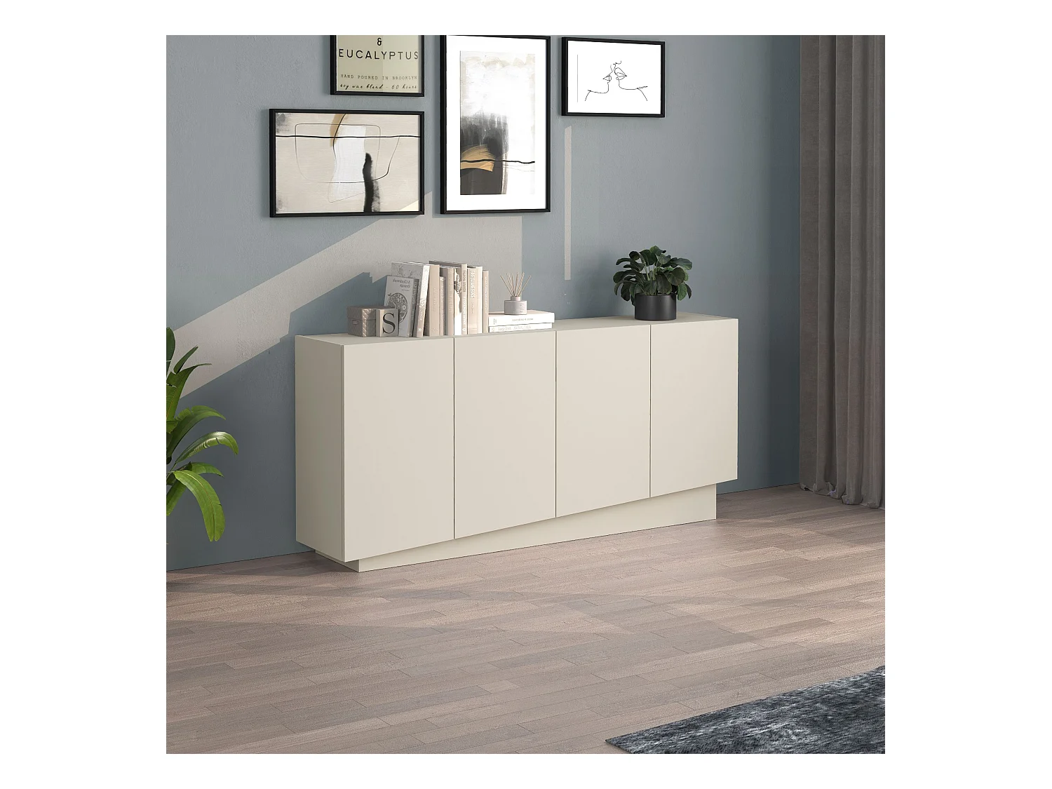 Madia Vela con 4 ante colore cashmere 160x35x75,4 cm