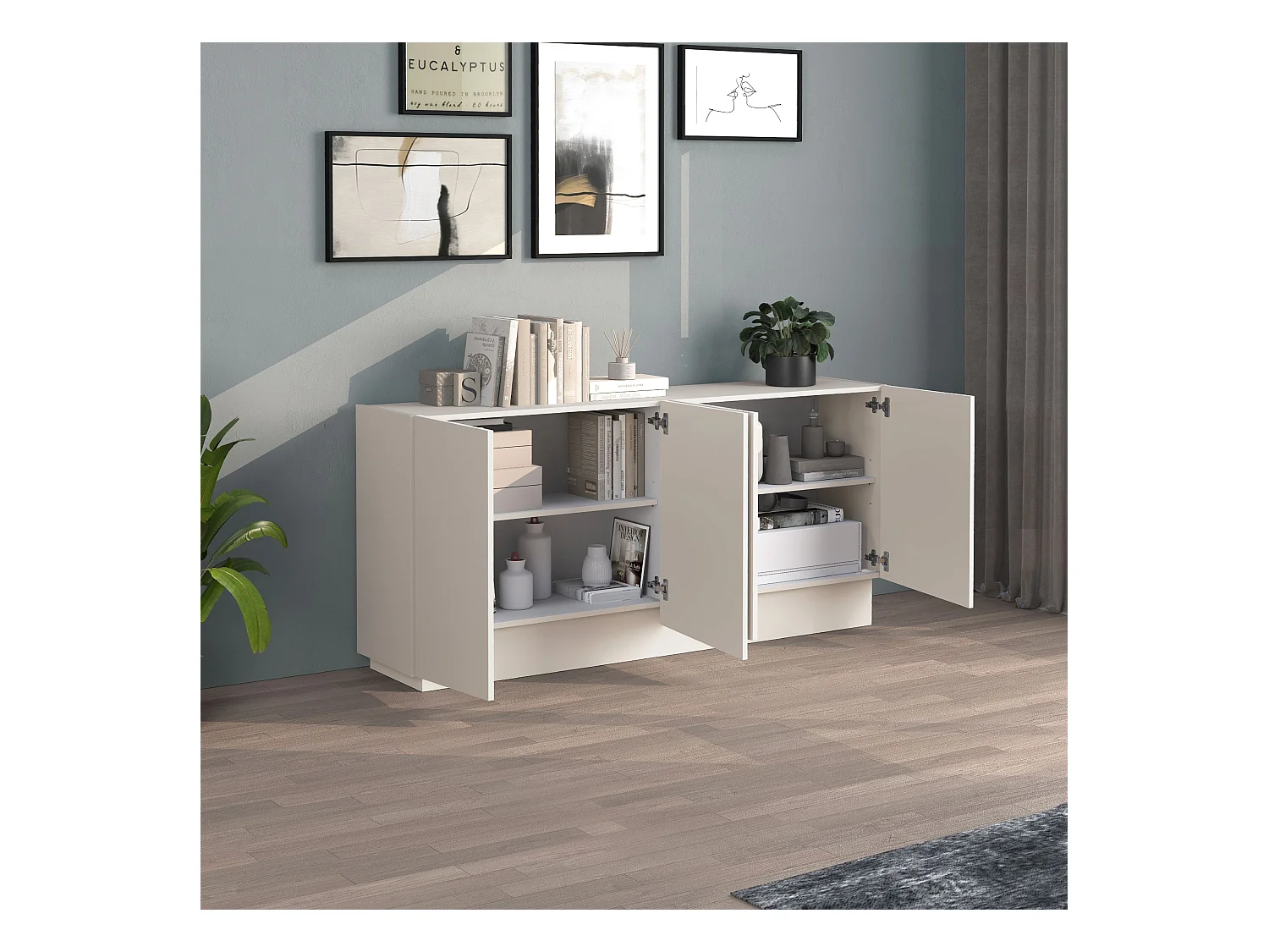 Madia Vela con 4 ante colore cashmere 160x35x75,4 cm