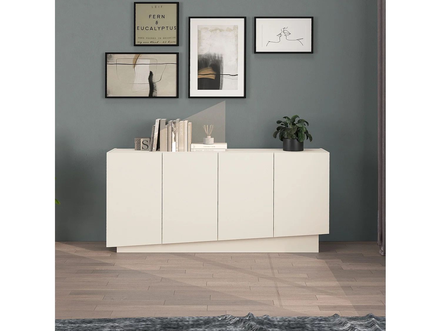 Madia Vela con 4 ante colore cashmere 160x35x75,4 cm