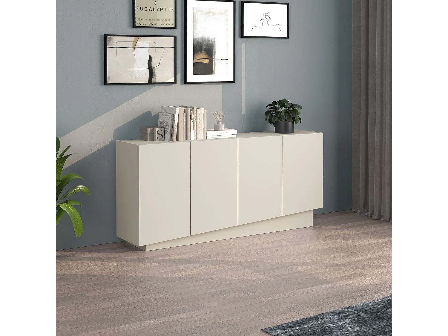 Madia Vela con 4 ante colore cashmere 160x35x75,4 cm