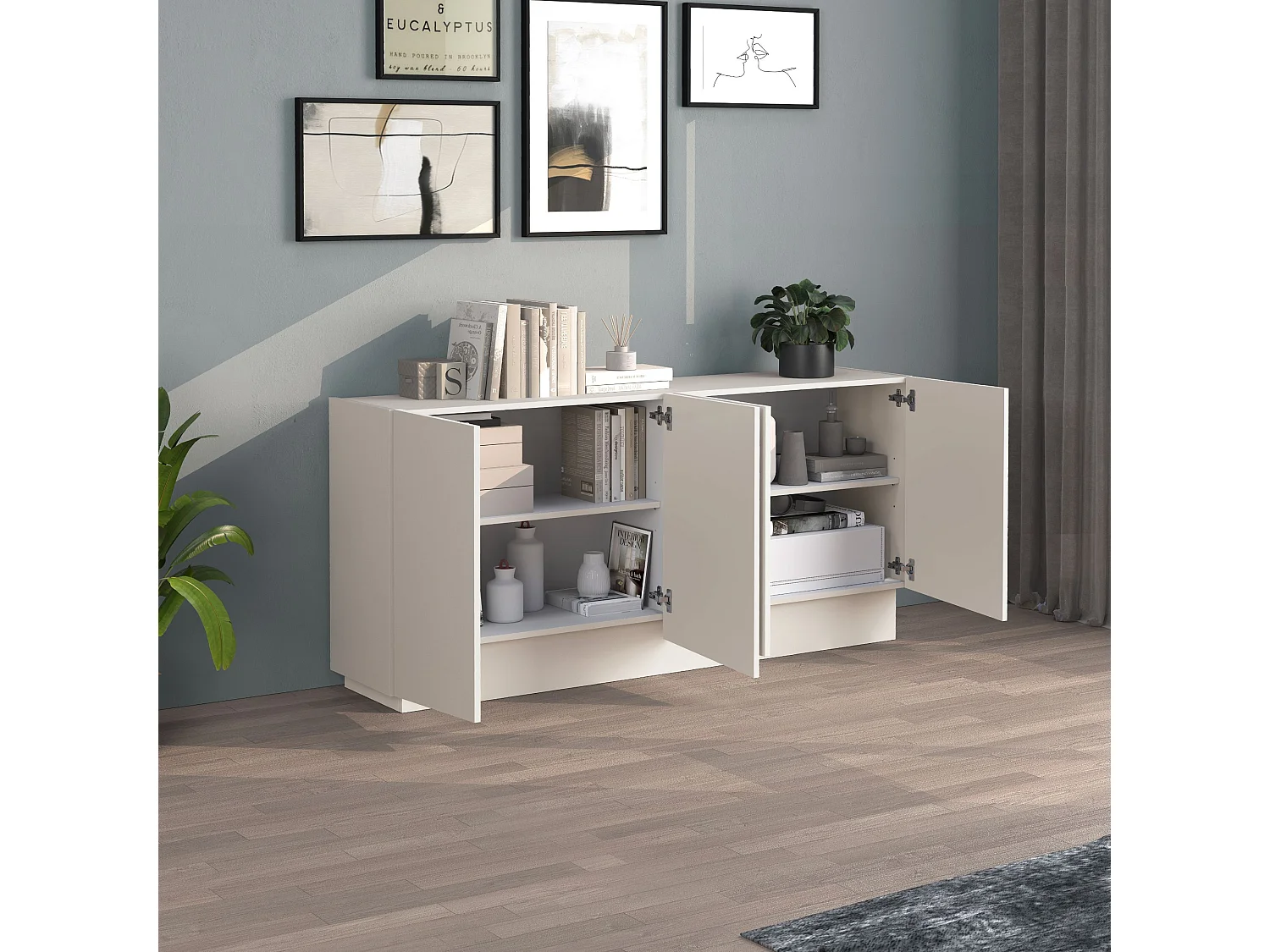 Madia Vela con 4 ante colore cashmere 160x35x75,4 cm