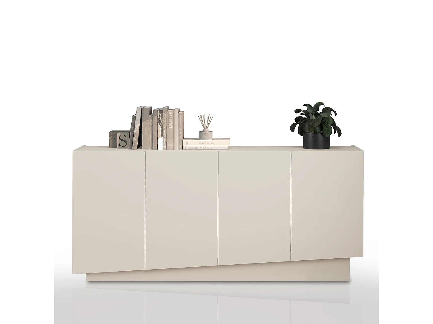 Aparador Vela con 4 puertas color cachemira 160x35x75,4 cm