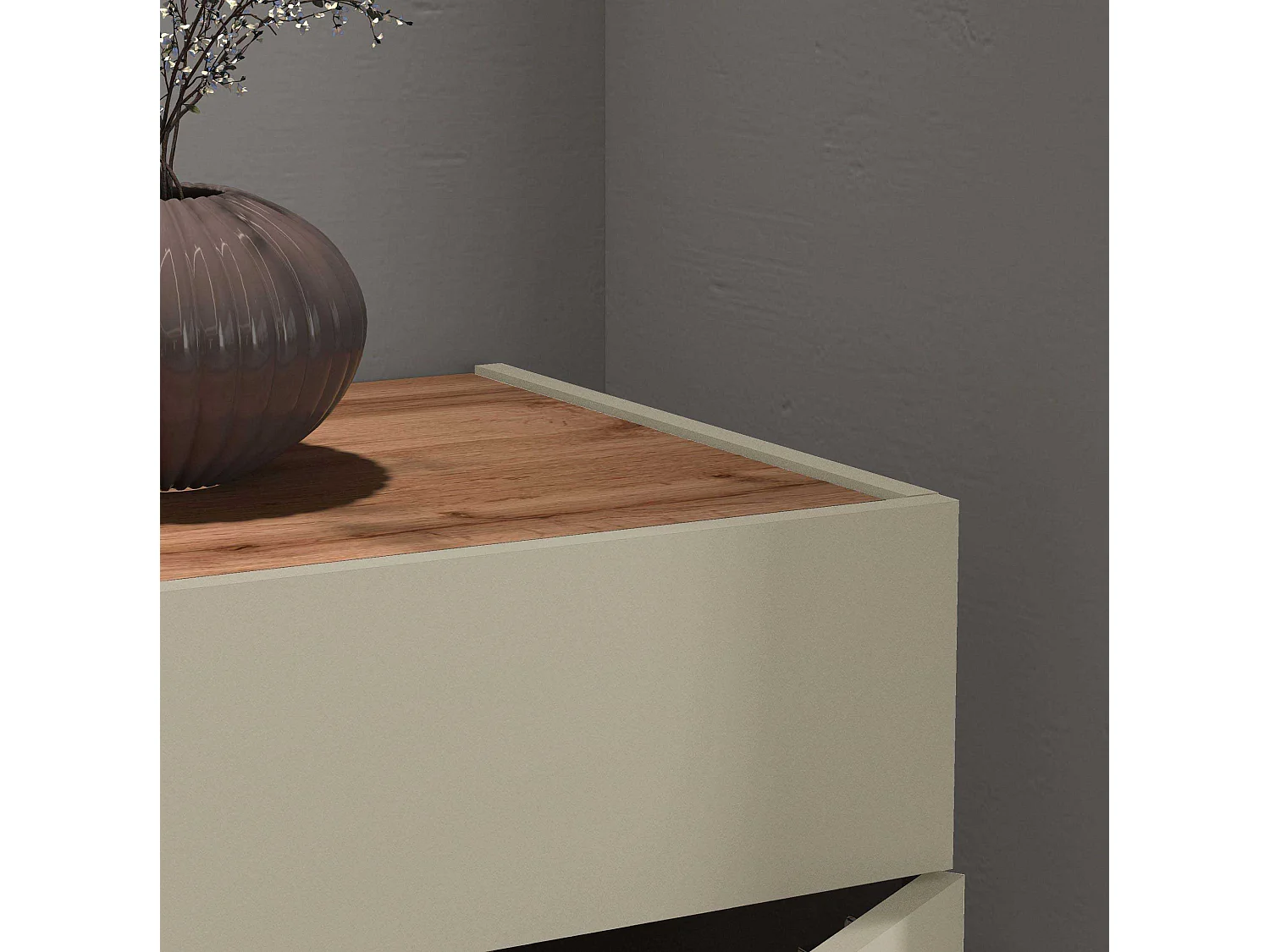 Credenza Garda 2 ante e 1 cassetto tortora opaco e rovere 80,9x35x70 cm