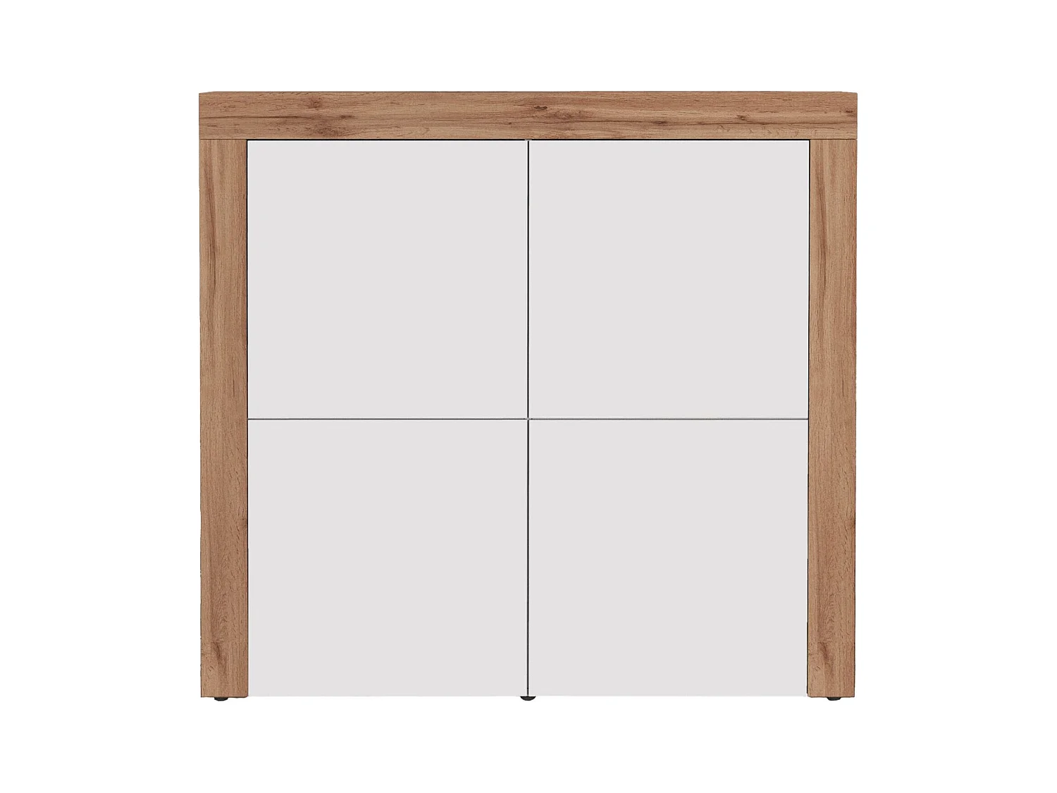 Madia Chronos a 4 ante bianco lucido e rovere 140x40x130 cm