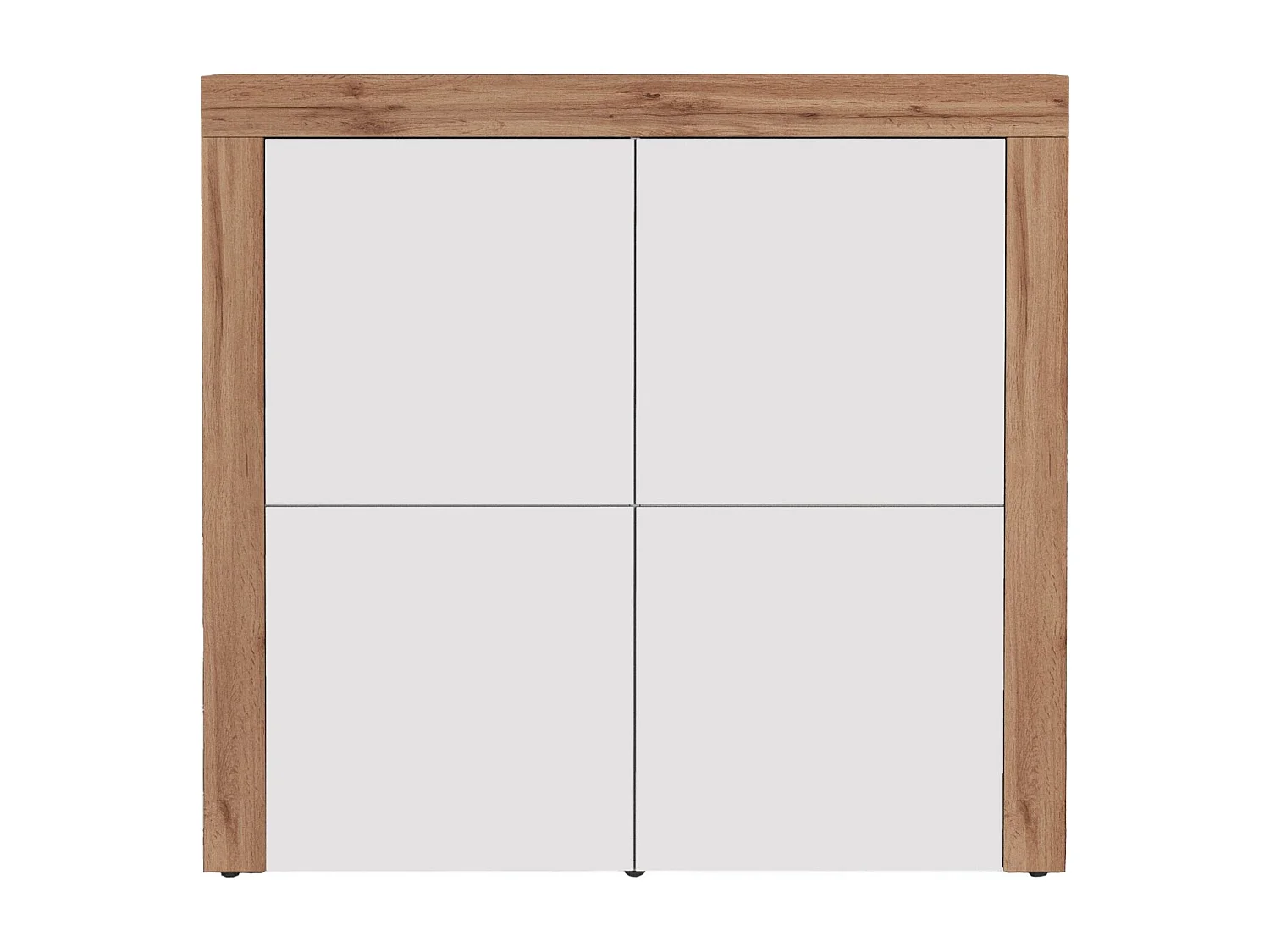 Madia Chronos a 4 ante bianco lucido e rovere 140x40x130 cm
