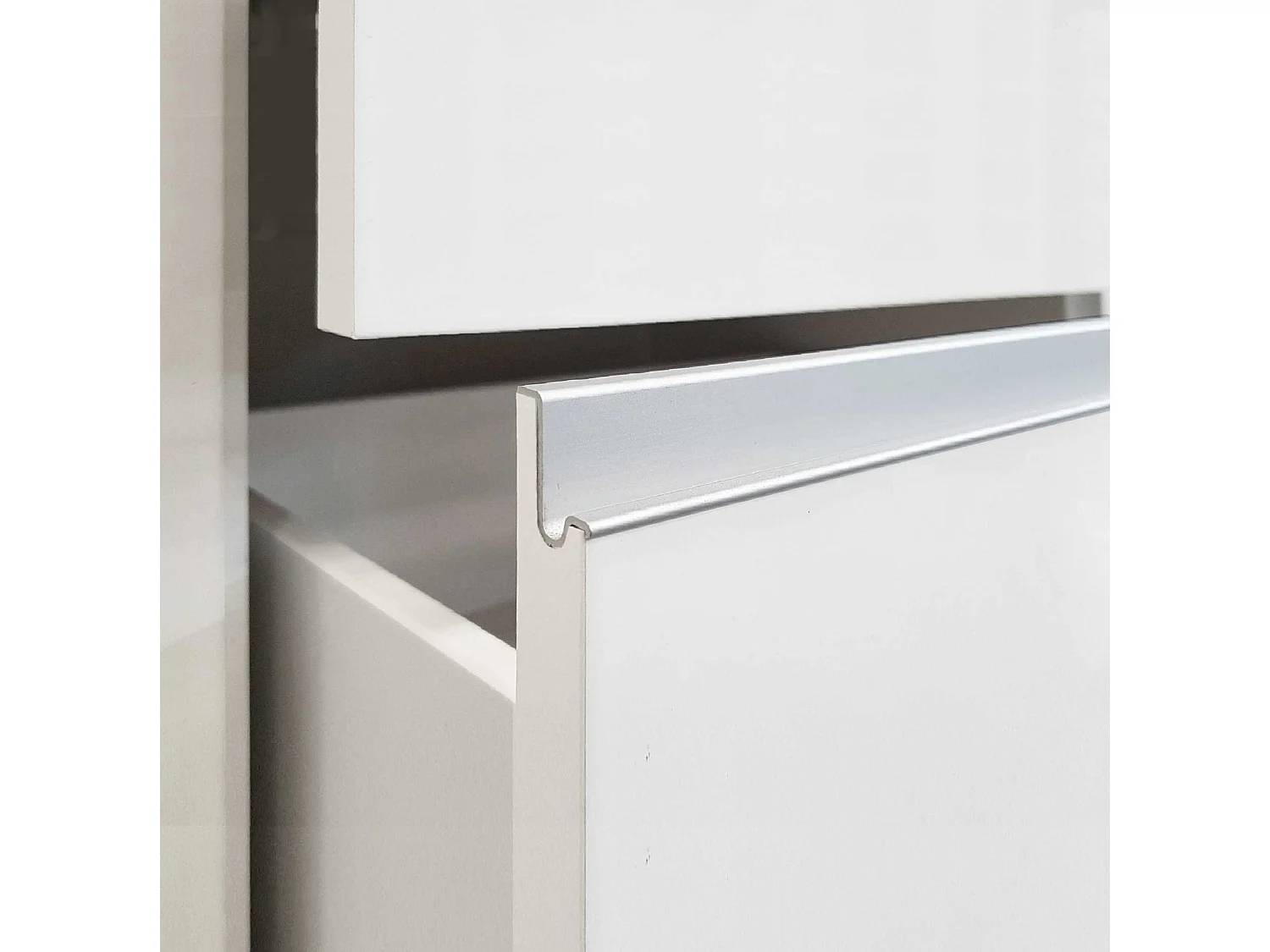 Credenza a cassettiera Magic 4 ante e 8 cassetti bianco lucido 240x40x105 cm