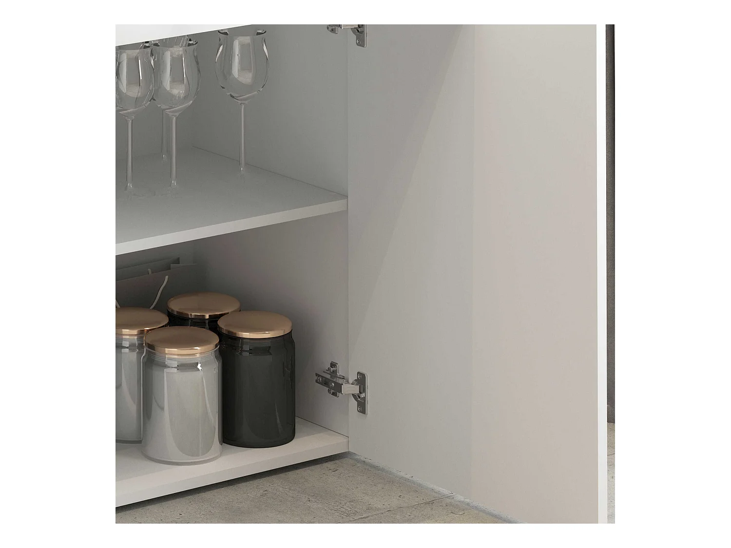 Credenza Potenza con 2 ante e 1 cassetto bianco lucido 100x40x121,5 cm