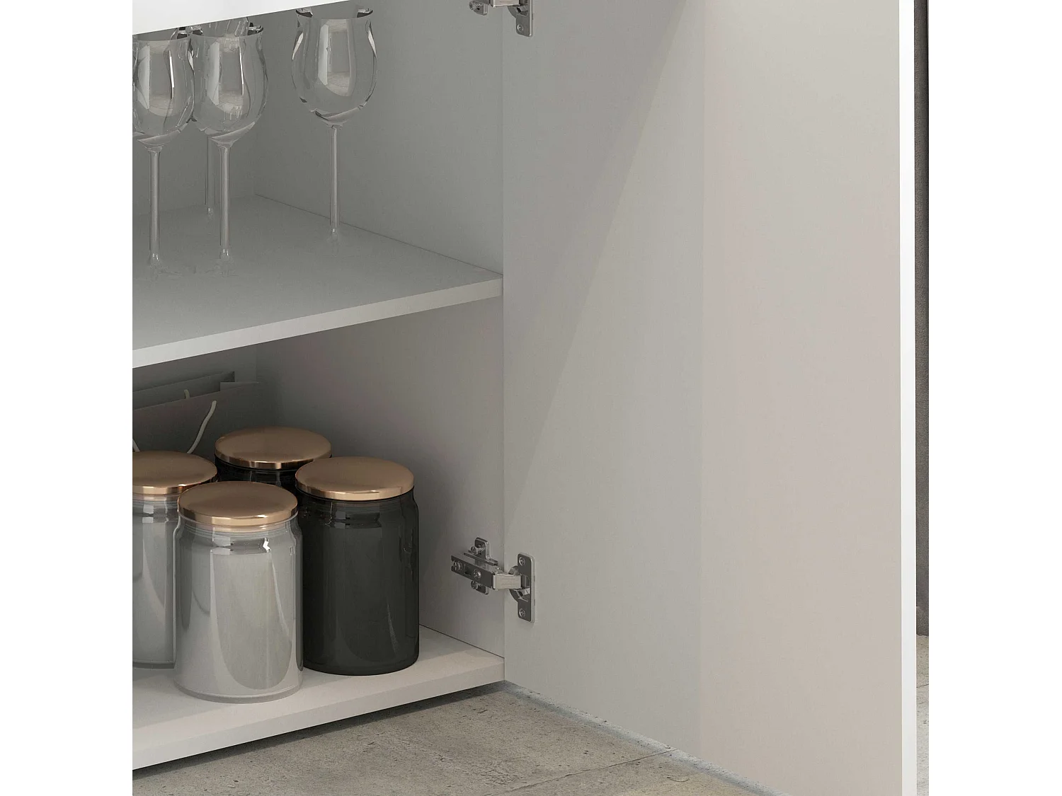 Credenza Potenza con 2 ante e 1 cassetto bianco lucido 100x40x121,5 cm