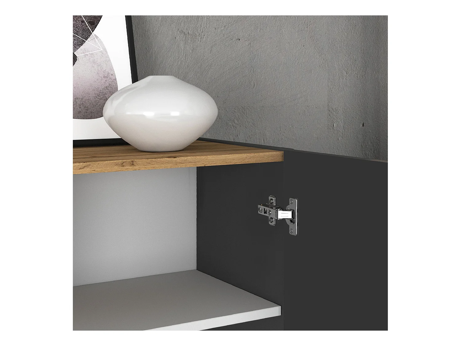 Madia Garda a 4 ante e 2 cassetti antracite opaco/rovere 200x35x71 cm