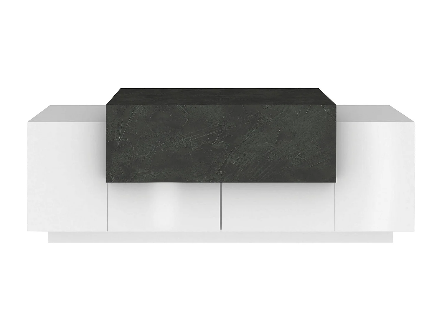 Scarpiera a panca Corona 2 ante 1 ribalta bianco lucido/ardesia 120x45x51 cm