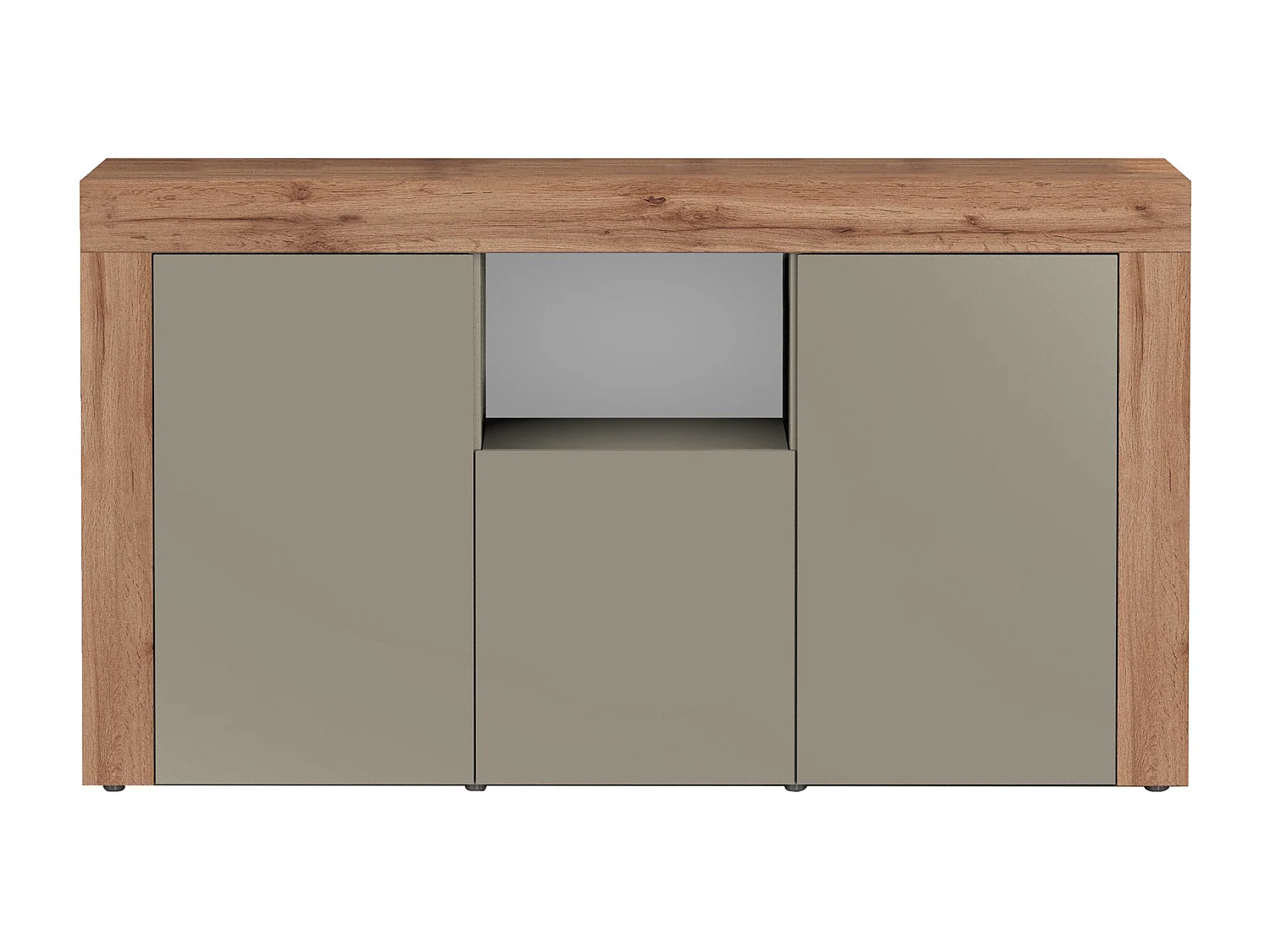 Credenza Chronos 3 ante e 1 vano tortora opaco e rovere 155x40x85 cm