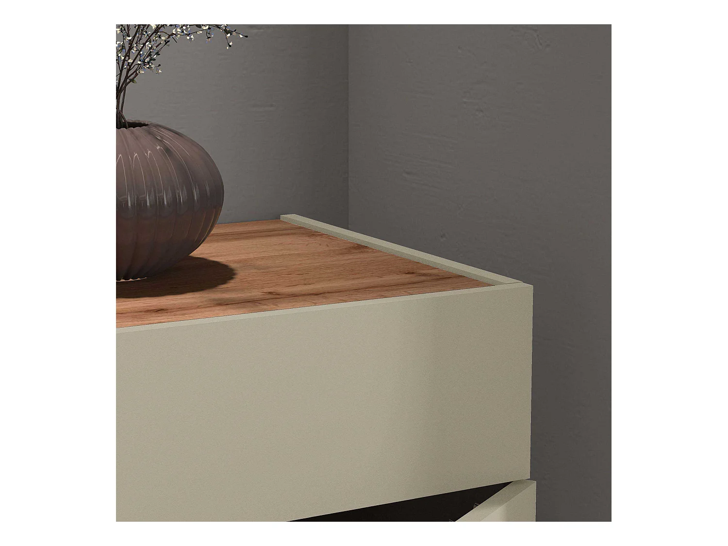 Credenza Garda 4 ante e 2 cassetti tortora opaco e rovere 160,1x35x70 cm