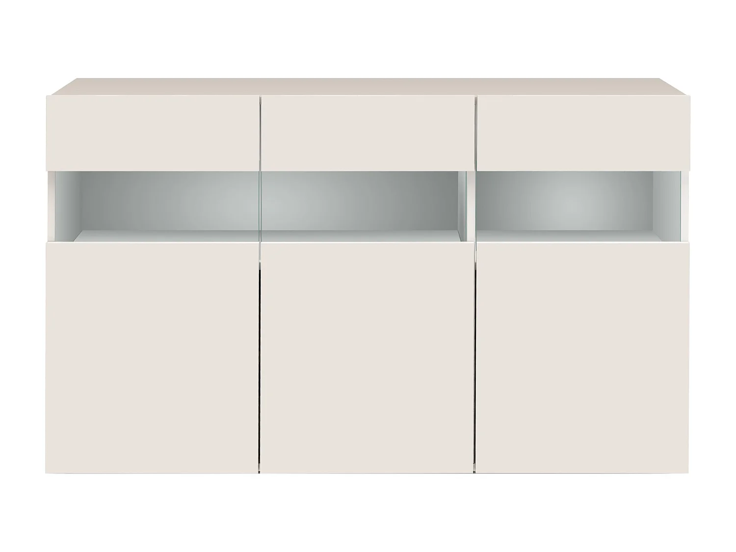 Credenza Potenza con 3 ante bianco lucido 130x40x81 cm