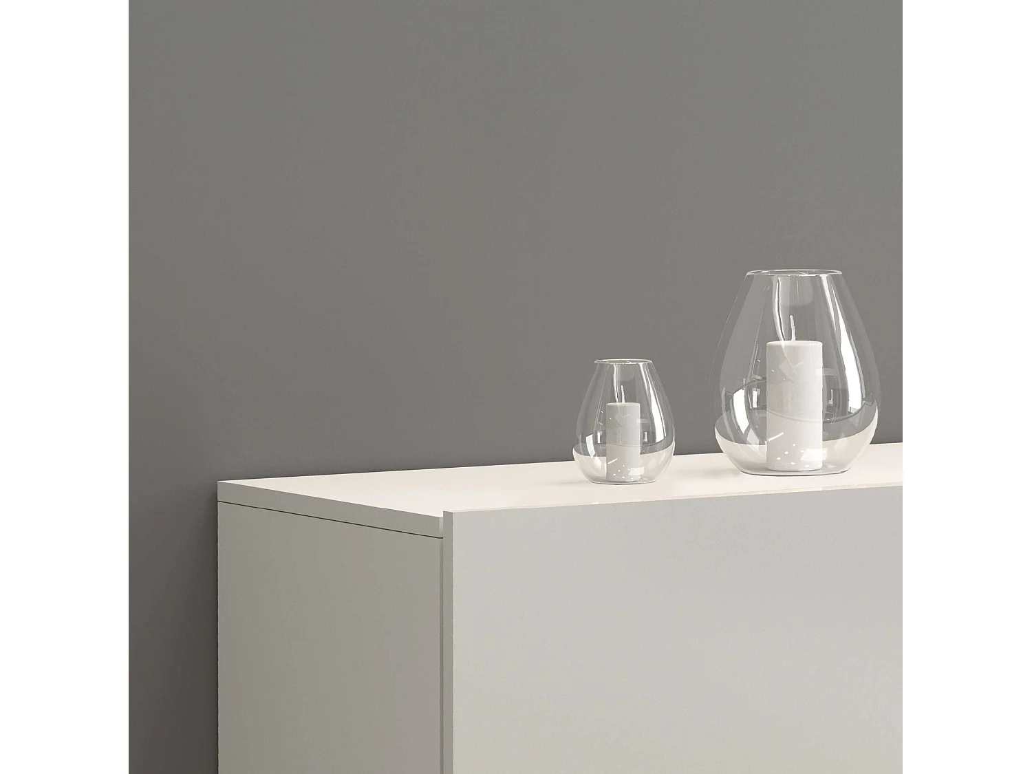 Credenza Potenza con 3 ante bianco lucido 130x40x81 cm