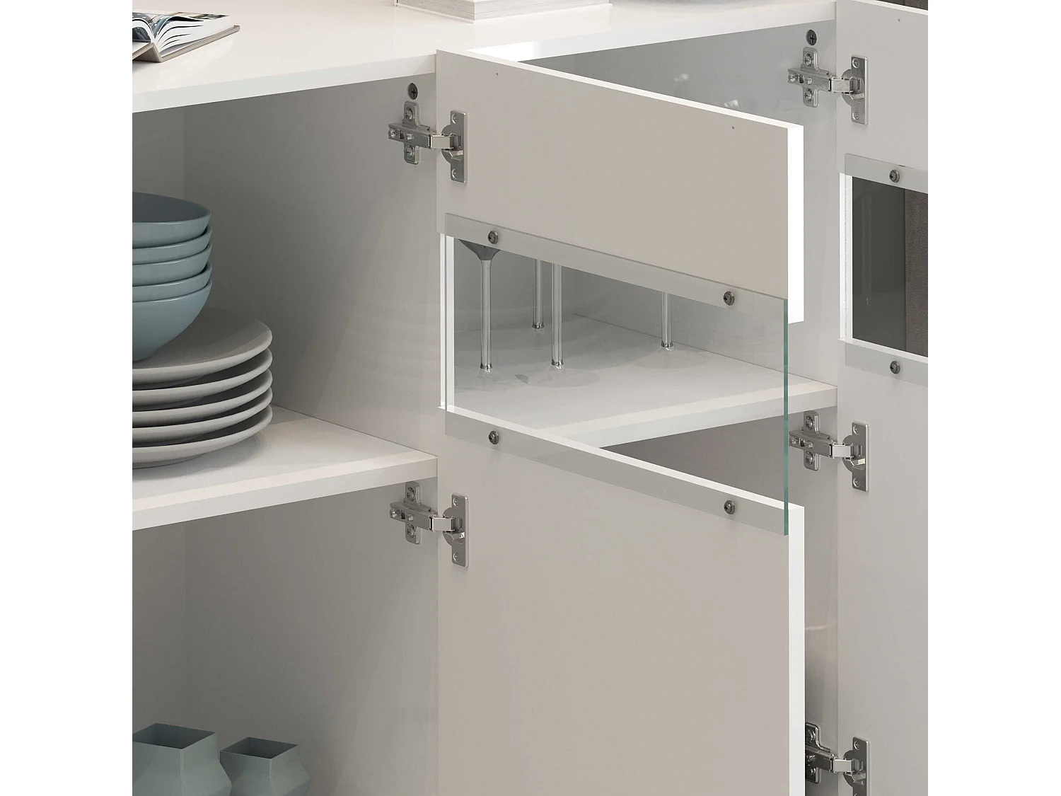 Aparador Potenza con 3 puertas blanco brillo 130x40x81 cm