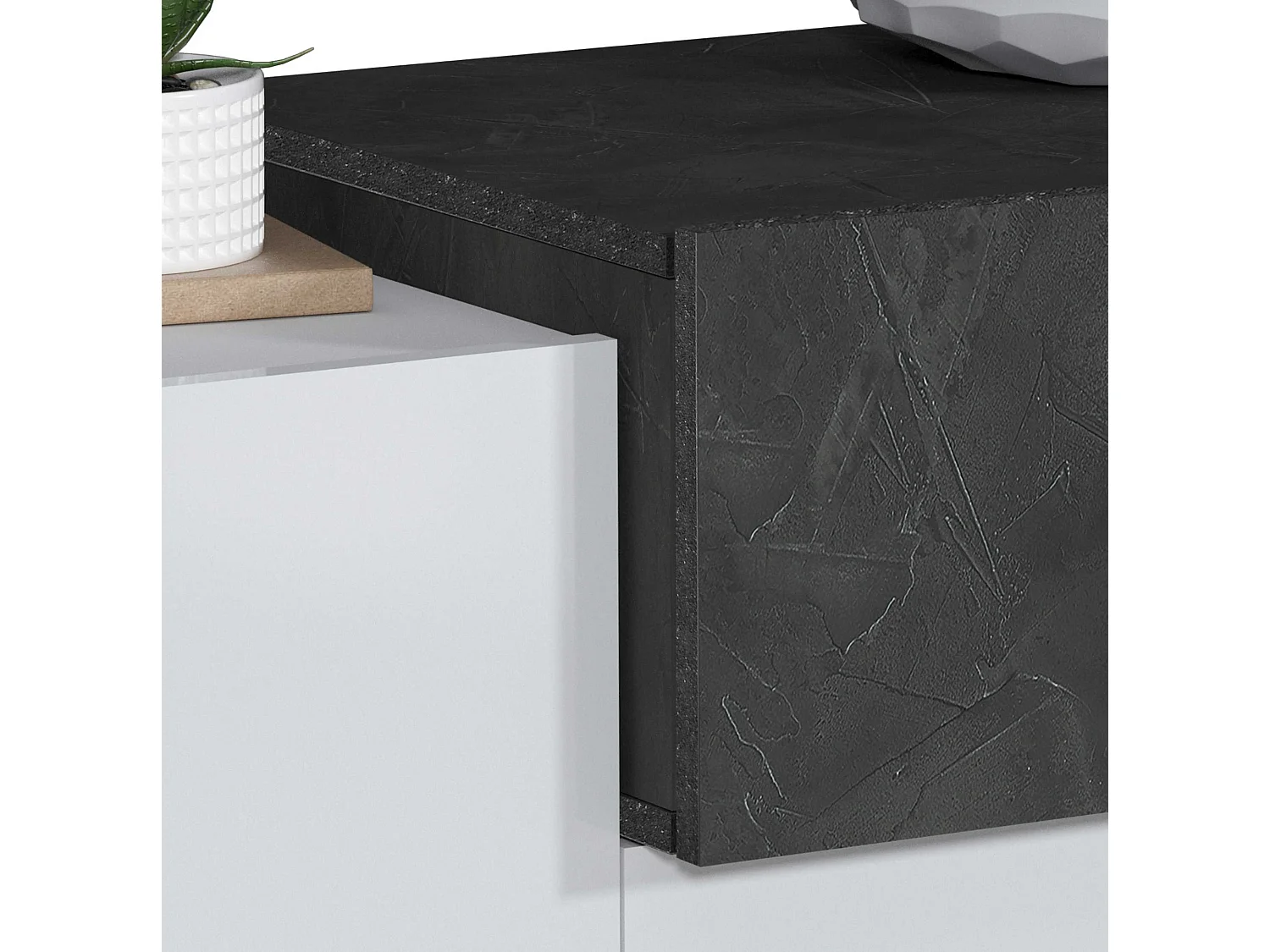 Credenza Corona 3 ante bianco lucido e ardesia 140x45x85 cm