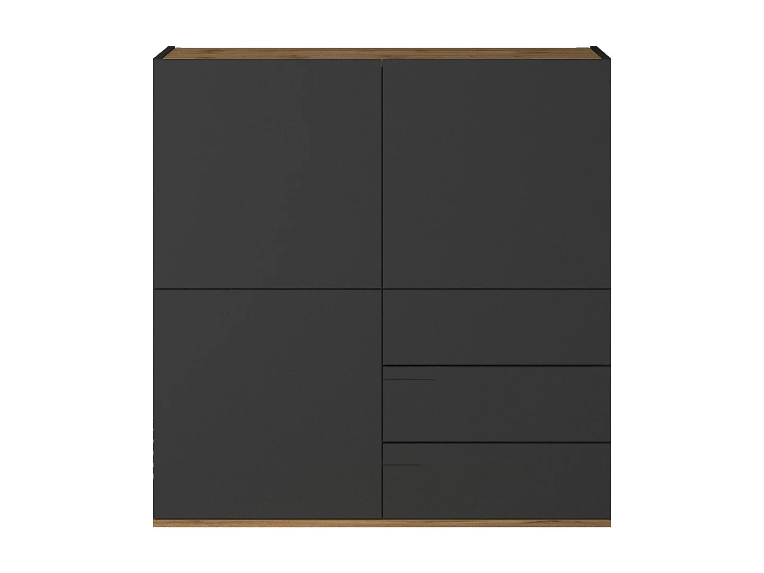 Credenza Garda a 3 ante e 3 cassetti antracite opaco/rovere 102x35x110 cm