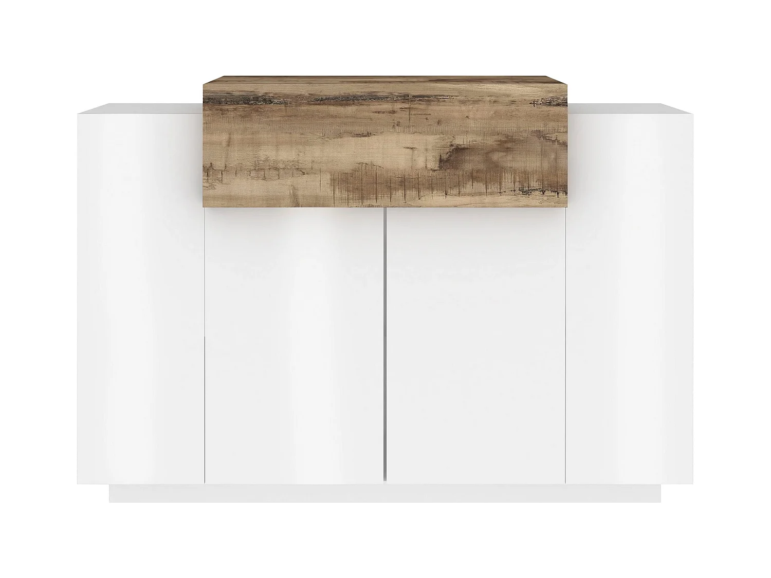 Scarpiera ingresso Corona con 2 ante e 1 ribata bianca e acero pereira 120x45x85 cm