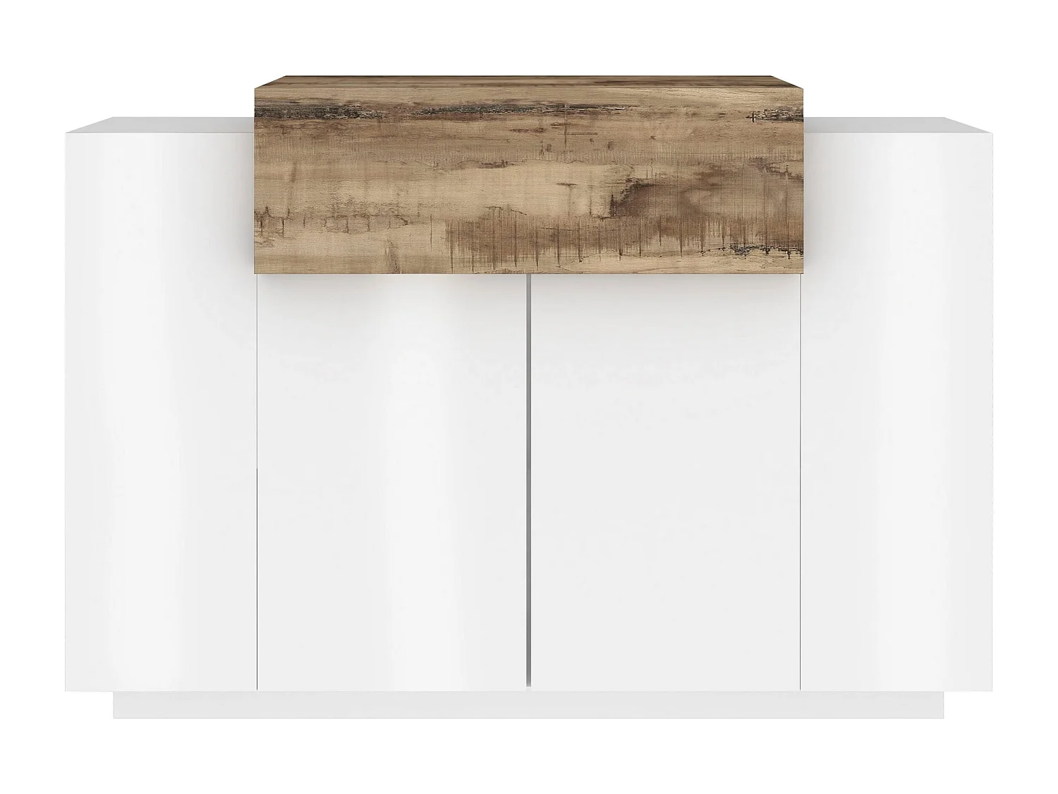 Scarpiera ingresso Corona con 2 ante e 1 ribata bianca e acero pereira 120x45x85 cm