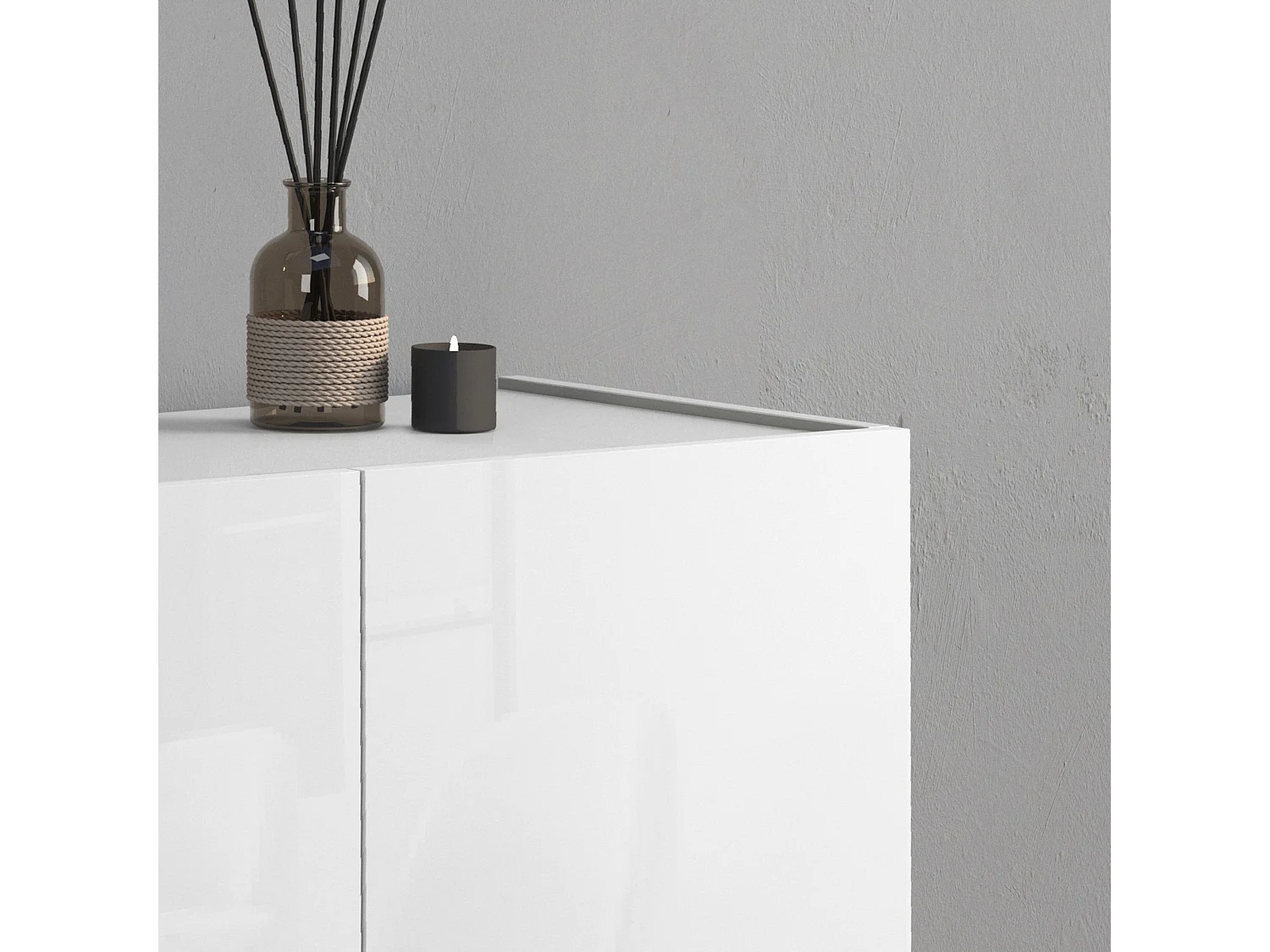 Aparador Vela con 4 puertas color blanco brillo 100x35x120,4 cm