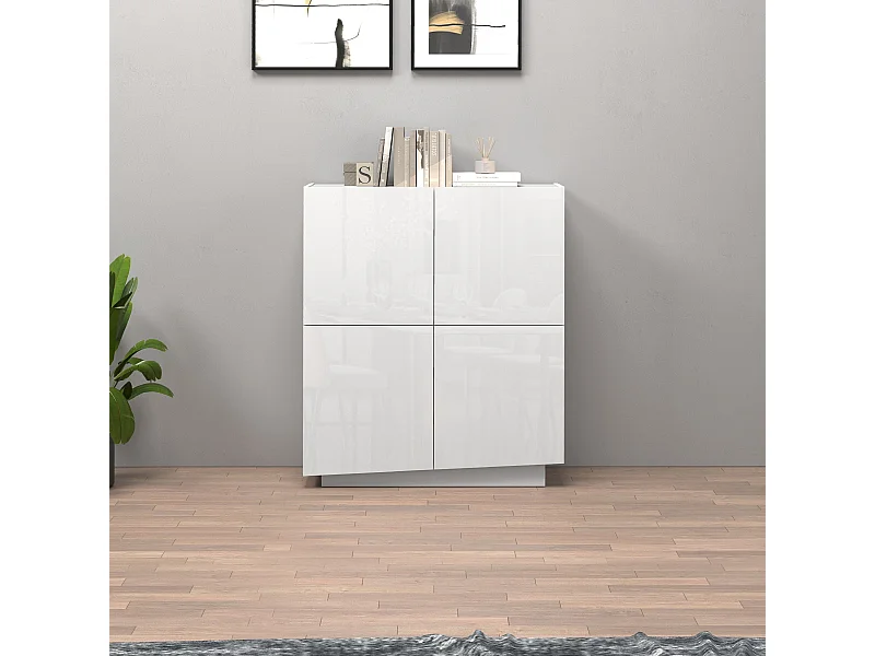 Credenza Vela con 4 ante colore bianco lucido 100x35x120,4 cm