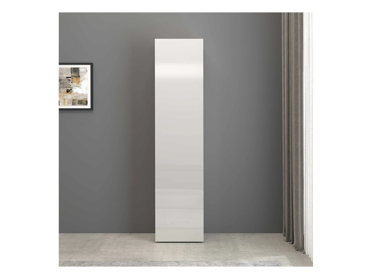 Armadio a colonna Egypt con 1 anta e 3 ripiani bianco lucido 45x34,2x190 cm