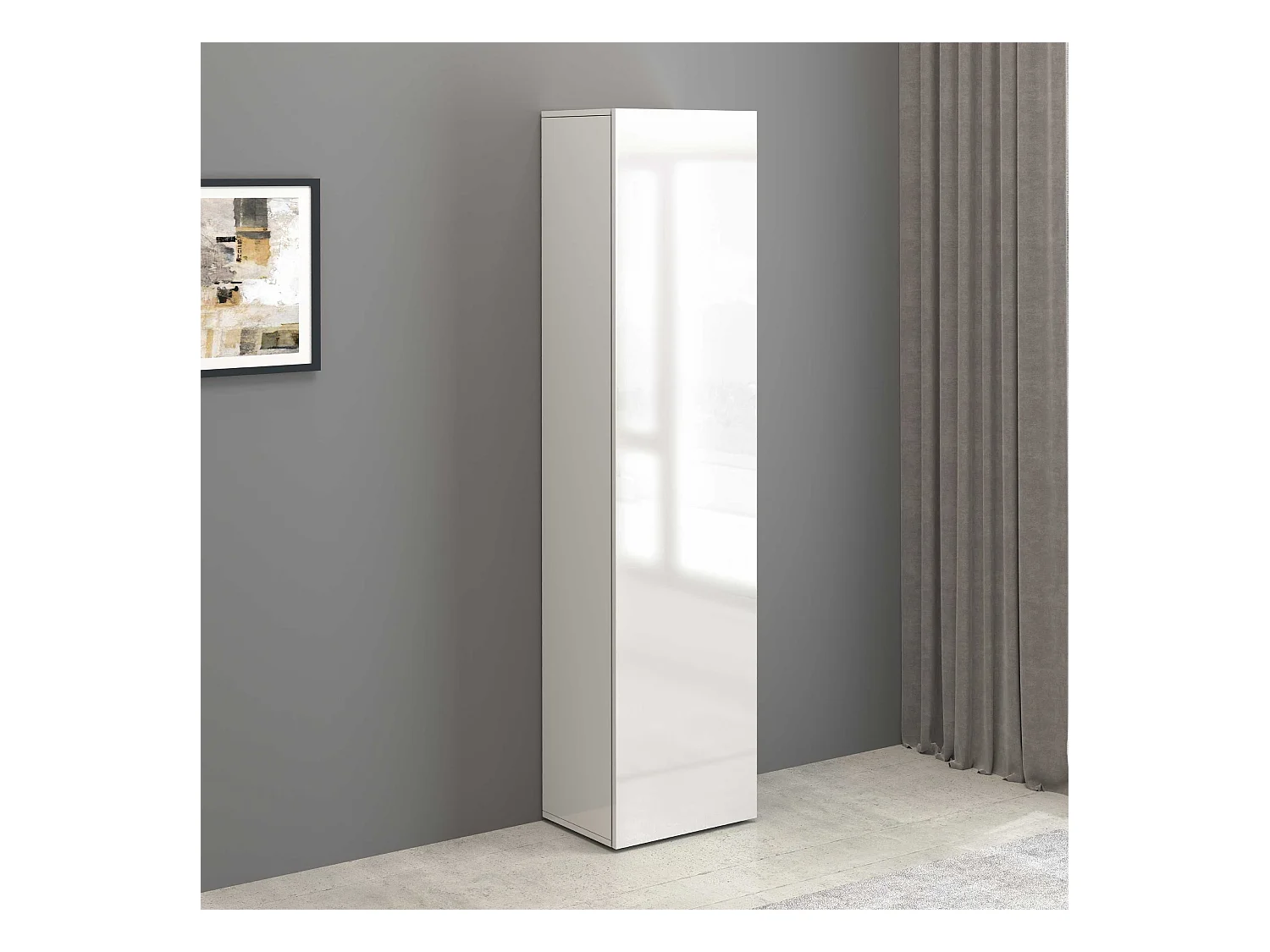 Armadio a colonna Egypt con 1 anta e 3 ripiani bianco lucido 45x34,2x190 cm