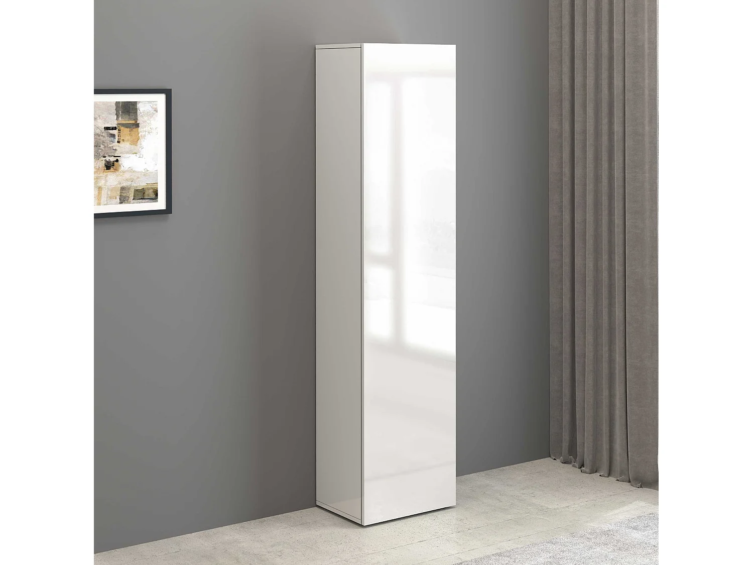 Armadio a colonna Egypt con 1 anta e 3 ripiani bianco lucido 45x34,2x190 cm