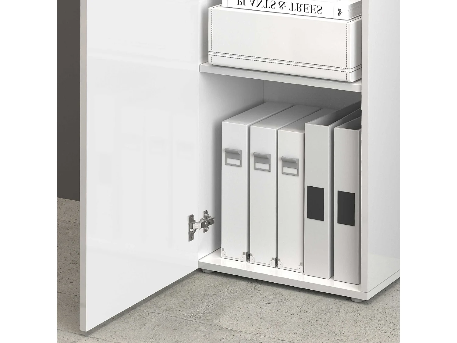 Armario columna Egypt con 1 puerta y 3 estantes blanco brillo 45x34,2x190 cm