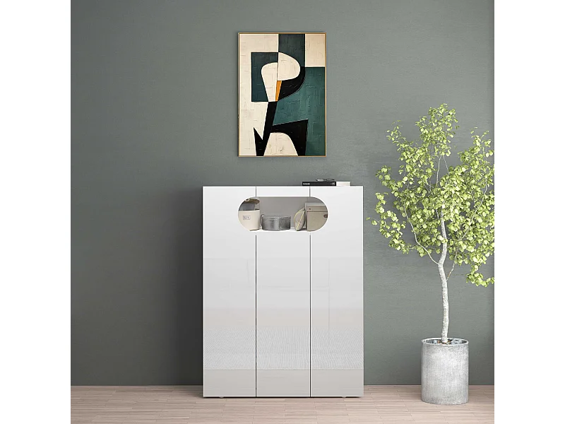 Armadio portascarpe REAL a 3 ante e 11 ripiani bianco lucido 90x38x120 cm