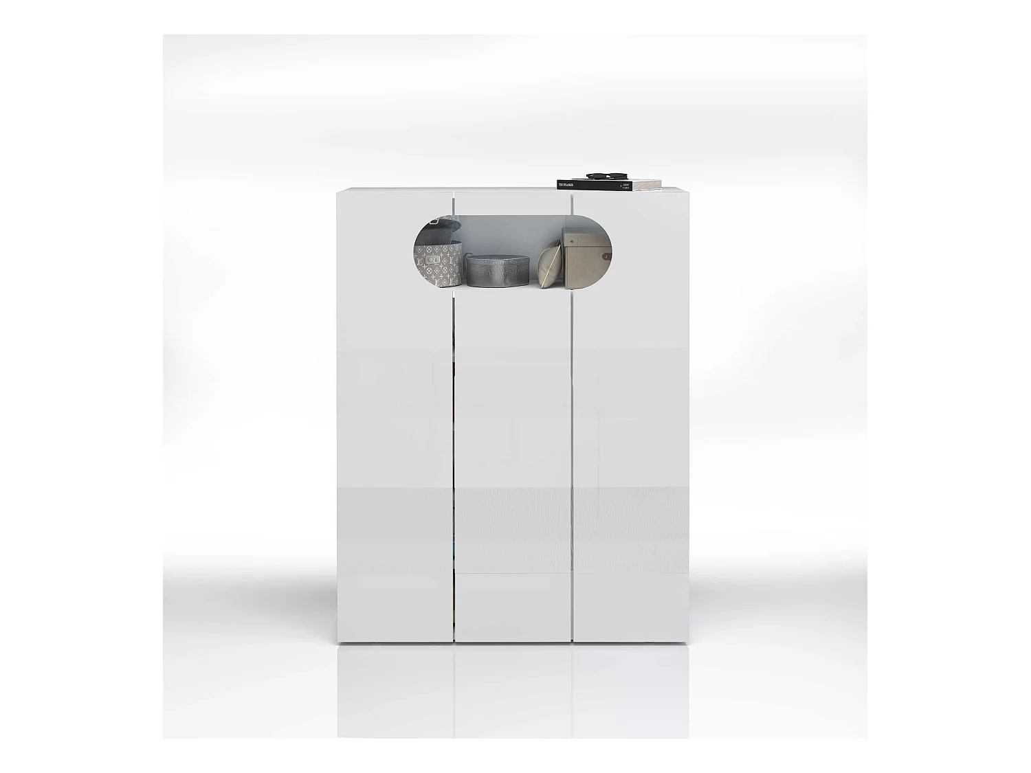 Armadio portascarpe REAL a 3 ante e 11 ripiani bianco lucido 90x38x120 cm