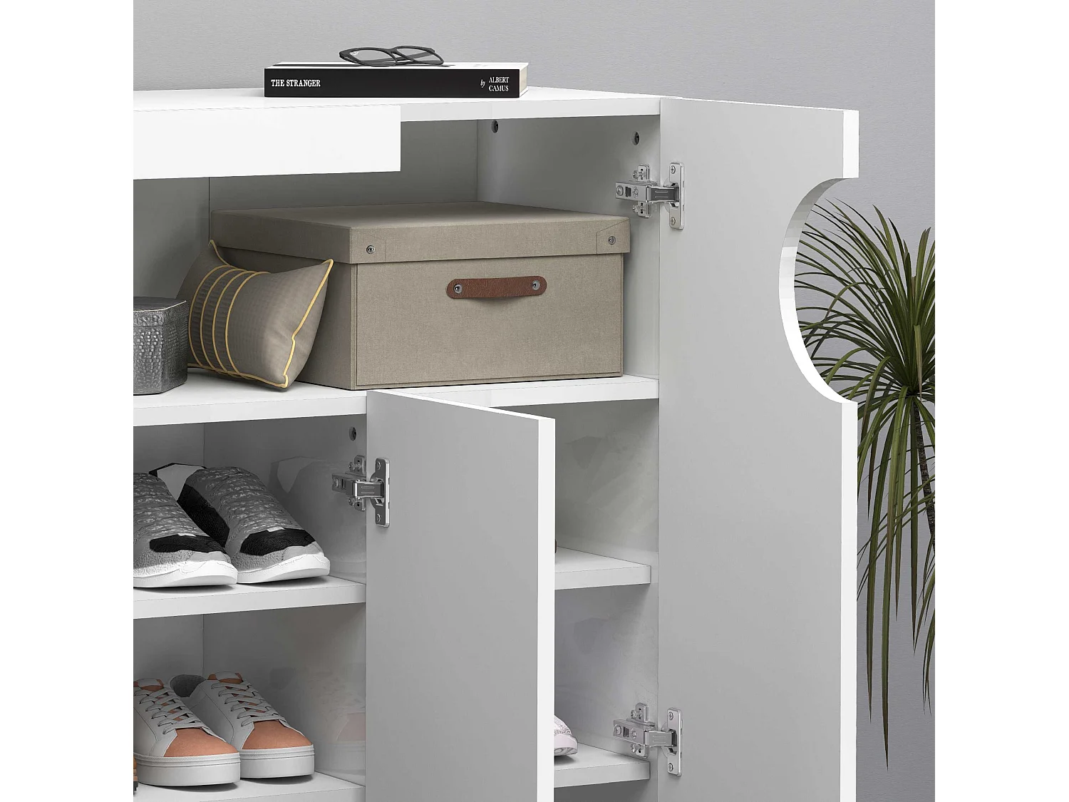 Armadio portascarpe REAL a 3 ante e 11 ripiani bianco lucido 90x38x120 cm