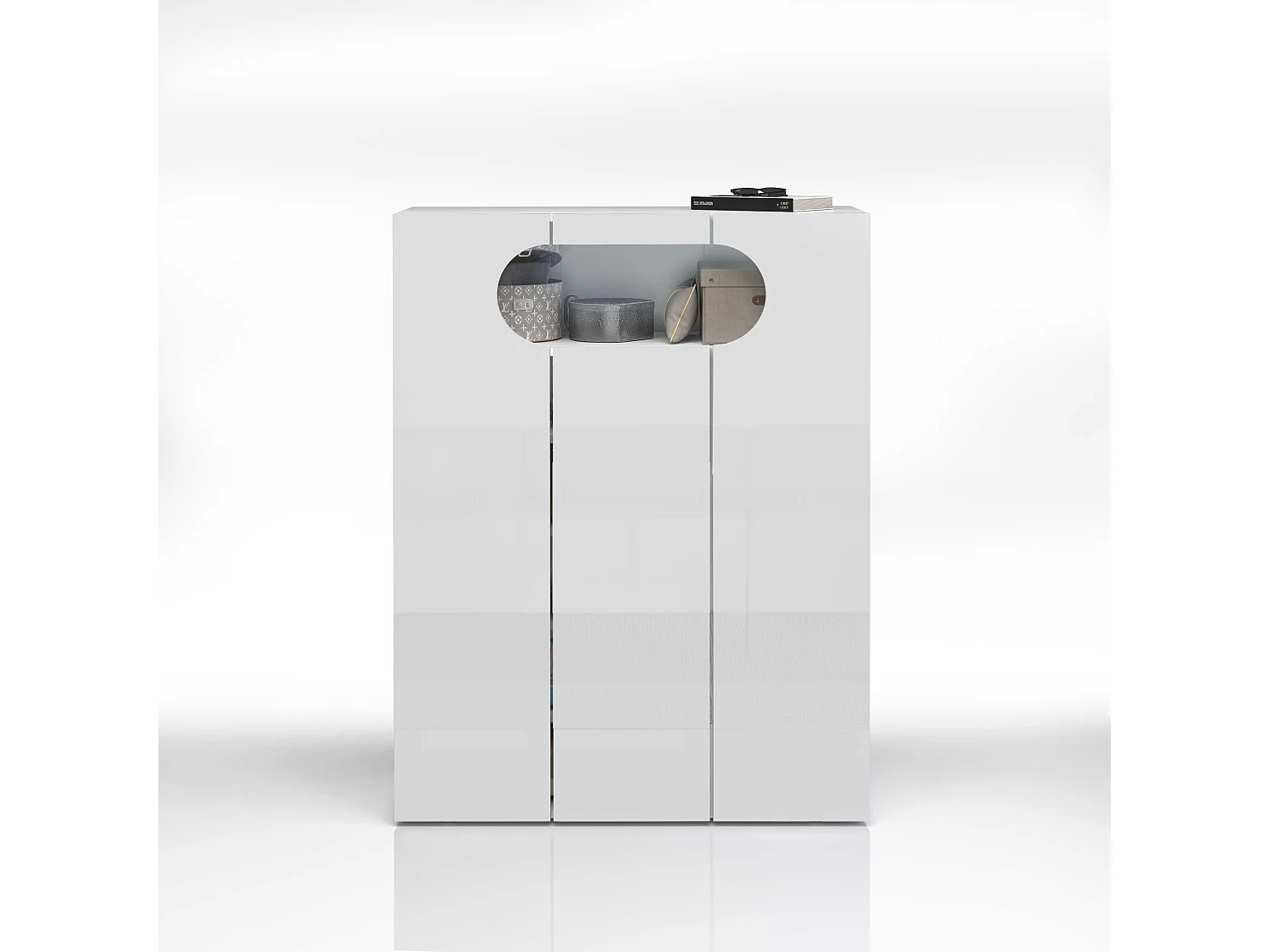 Armadio portascarpe REAL a 3 ante e 11 ripiani bianco lucido 90x38x120 cm