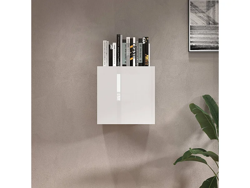 Pensile a cubo Chronos con 1 anta bianco lucido 50x35x50 cm