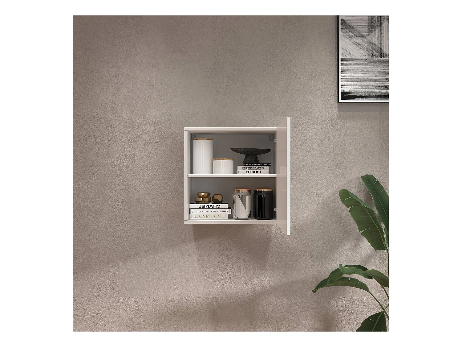 Pensile a cubo Chronos con 1 anta bianco lucido 50x35x50 cm