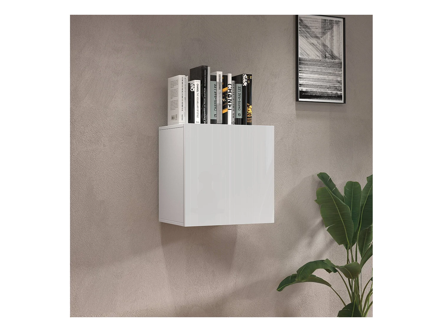 Pensile a cubo Chronos con 1 anta bianco lucido 50x35x50 cm