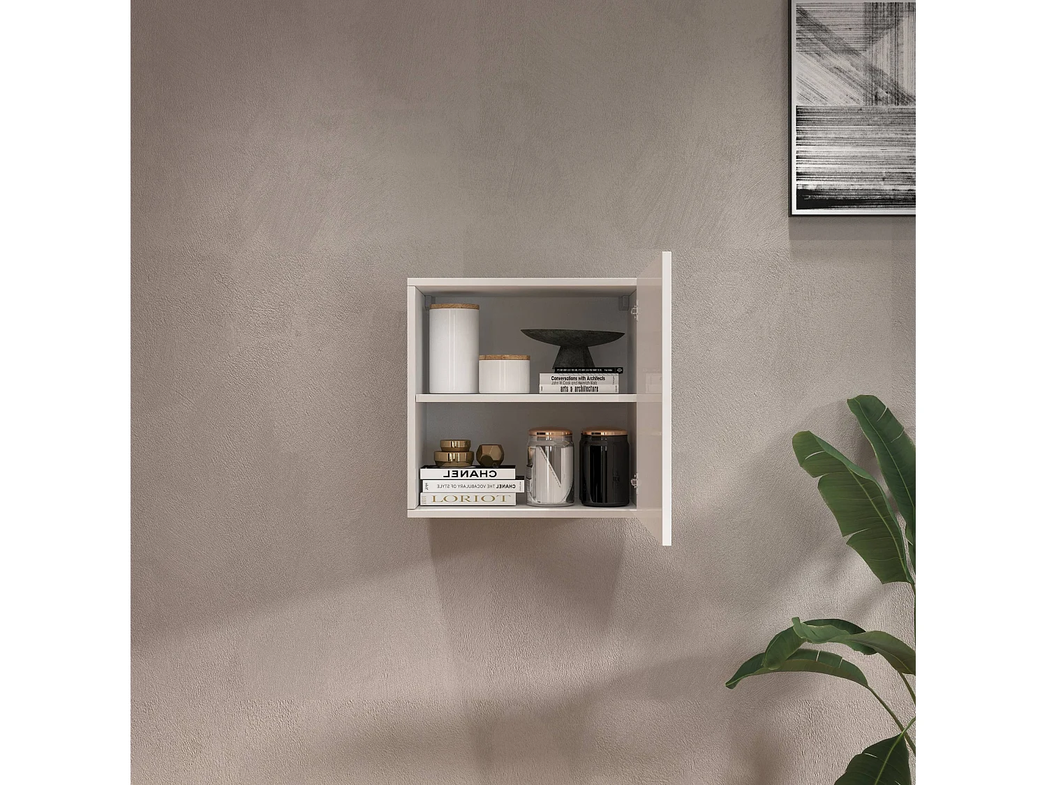 Pensile a cubo Chronos con 1 anta bianco lucido 50x35x50 cm