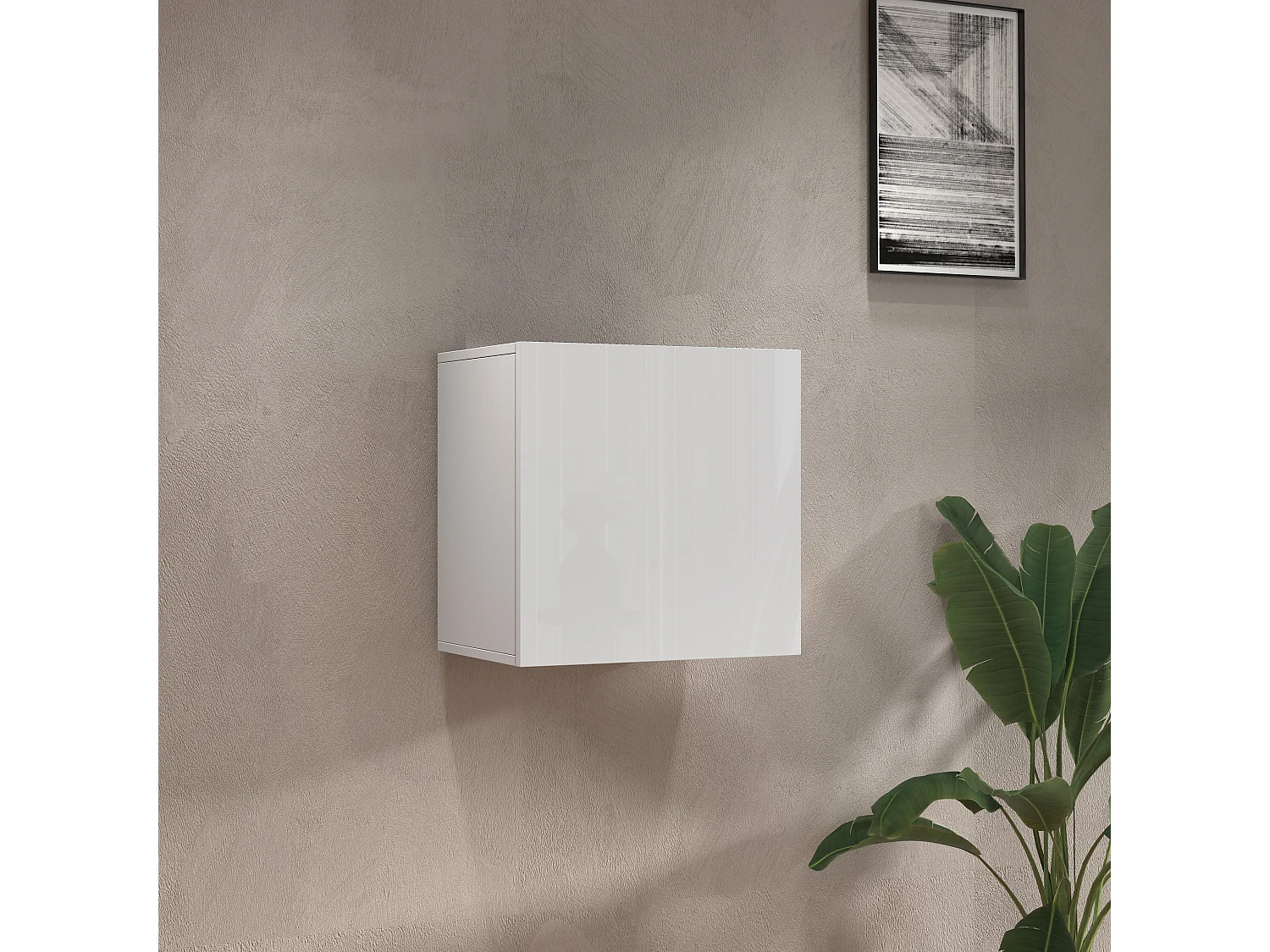 Étagère cube Chronos avec 1 porte blanc brillant 50x35x50 cm