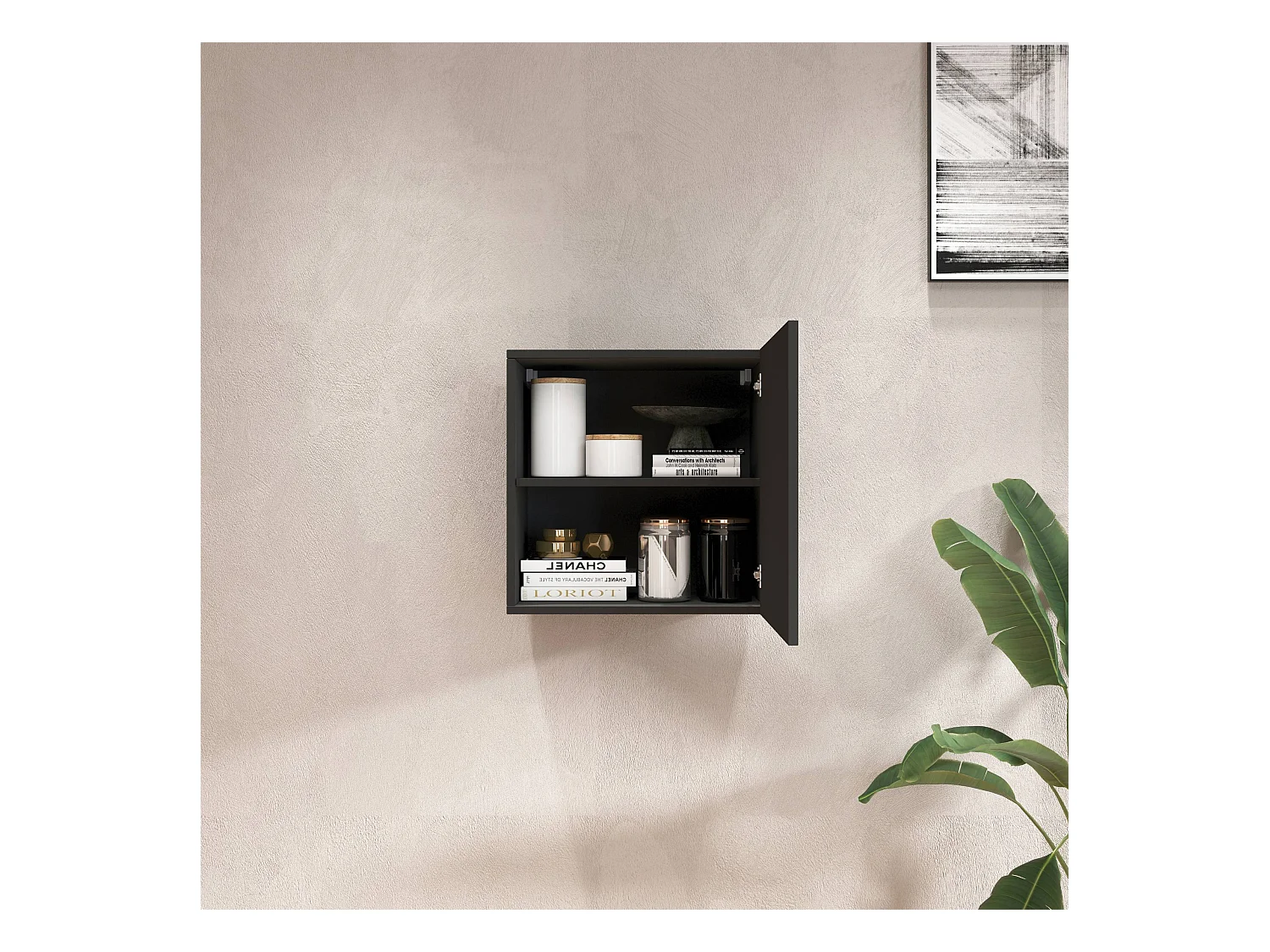 Pensile a cubo Chronos con 1 anta antracite opaco 50x35x50 cm