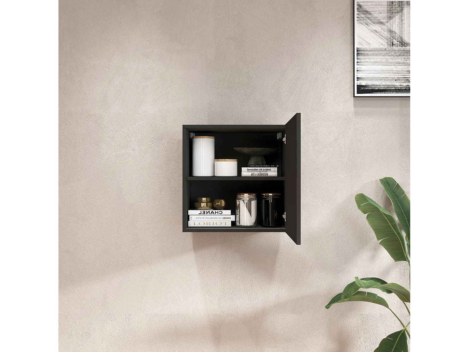 Pensile a cubo Chronos con 1 anta antracite opaco 50x35x50 cm