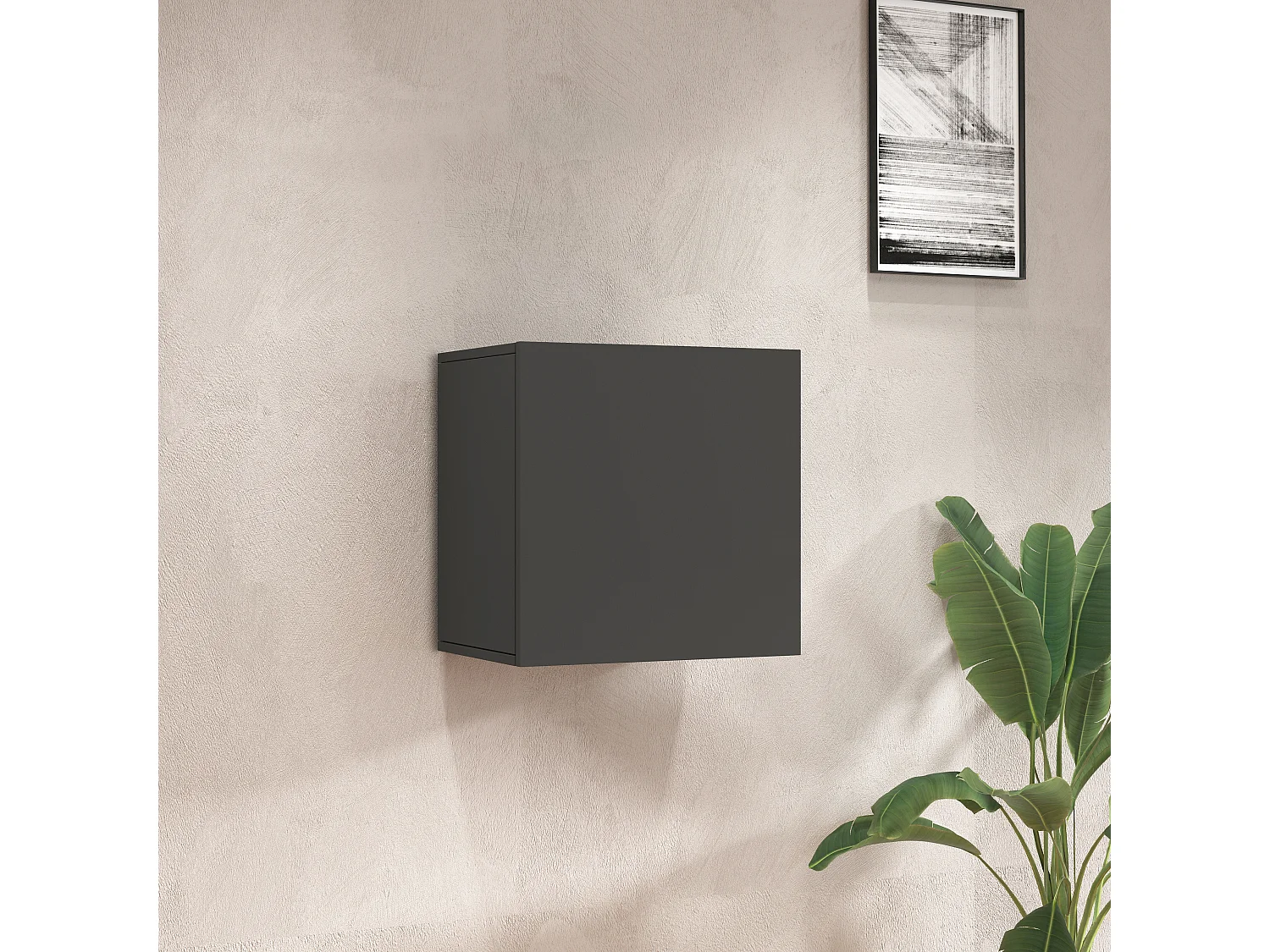 Pensile a cubo Chronos con 1 anta antracite opaco 50x35x50 cm