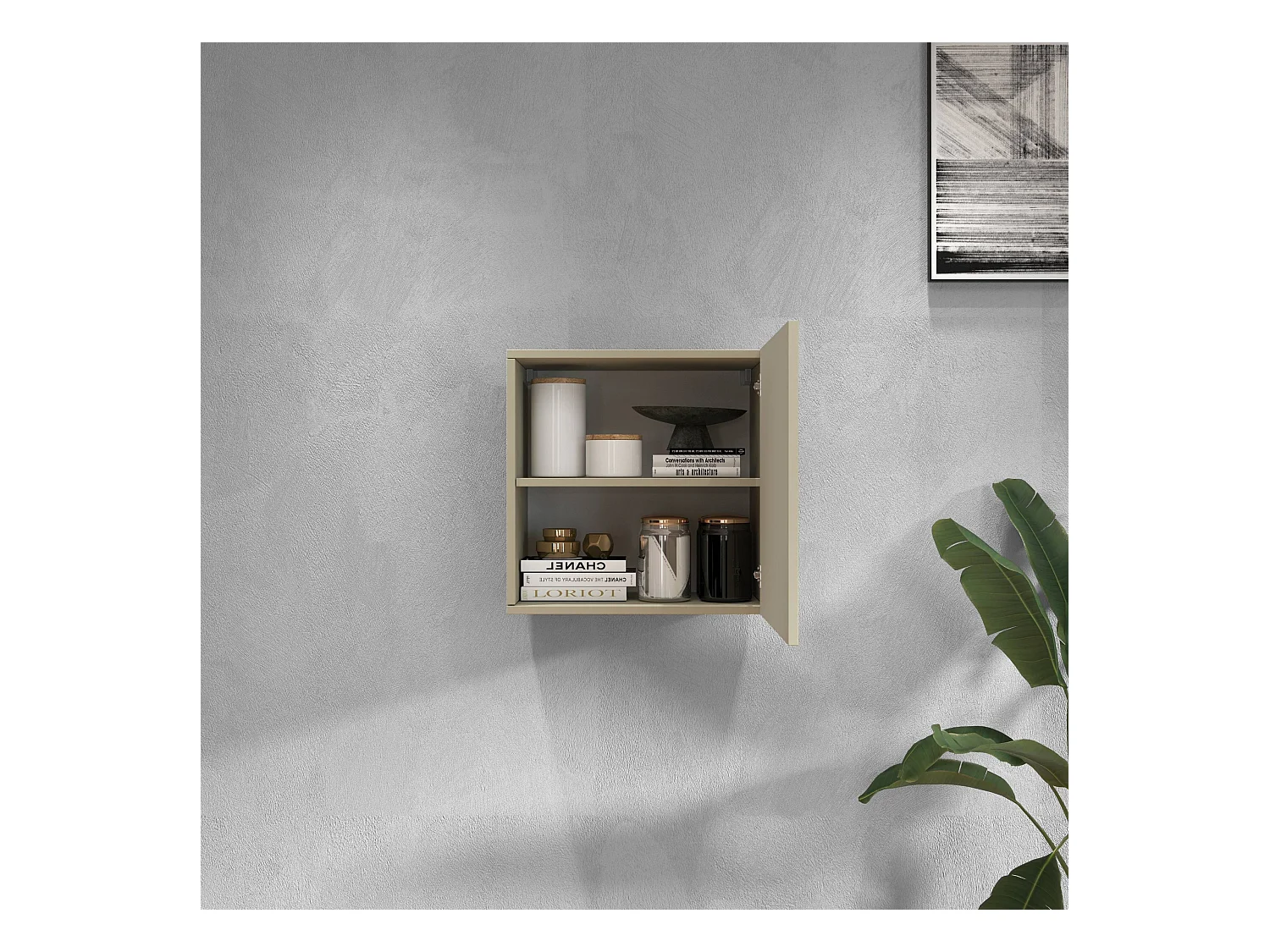 Pensile a cubo Chronos con 1 anta tortora opaco 50x35x50 cm