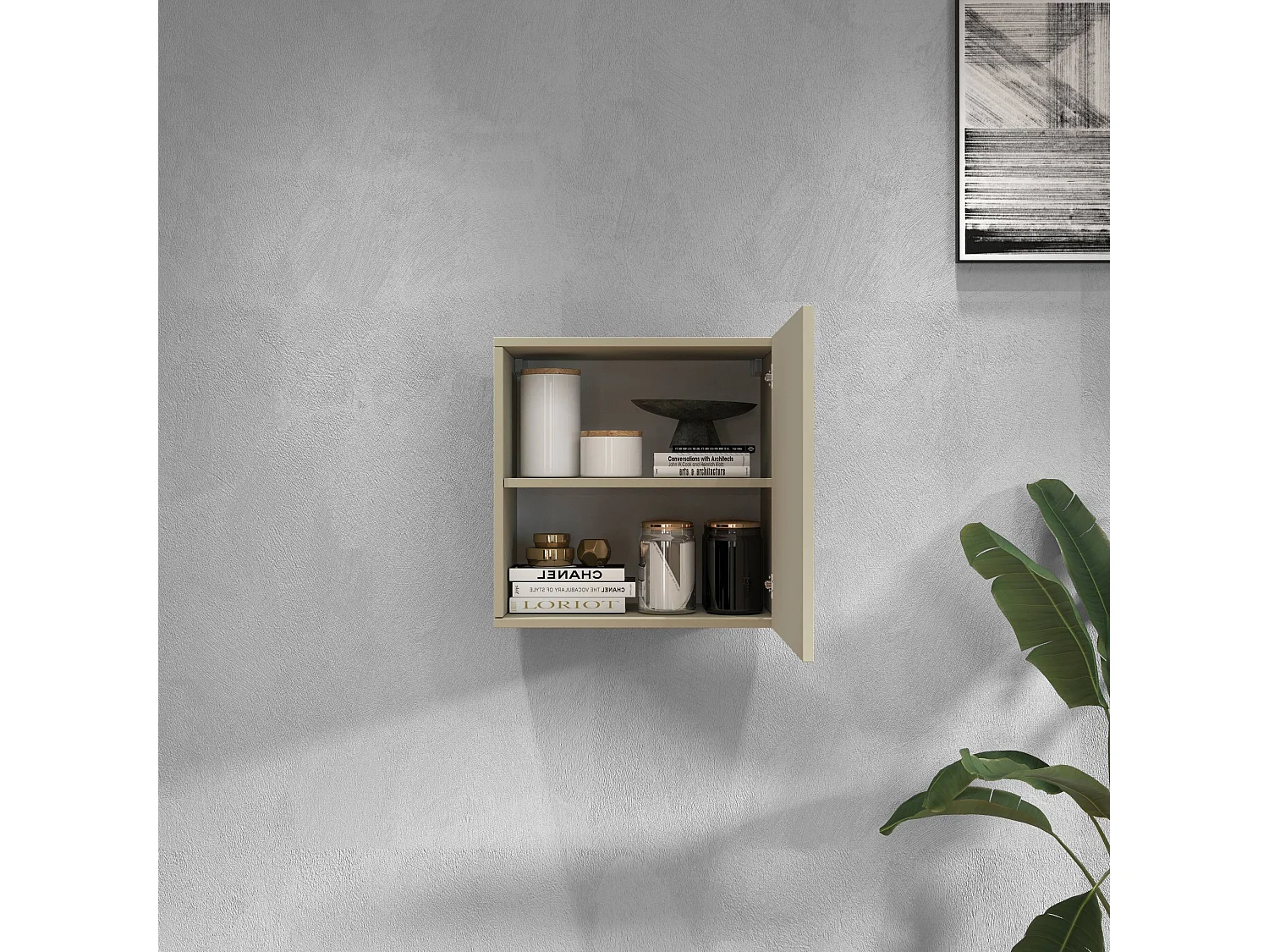 Pensile a cubo Chronos con 1 anta tortora opaco 50x35x50 cm