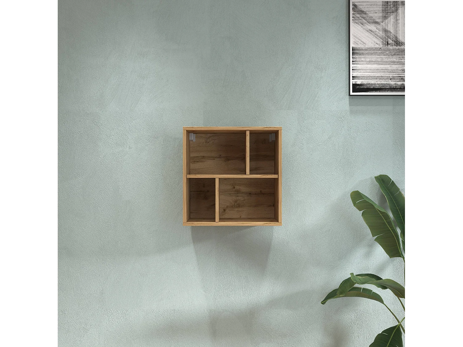 Pensile a giorno Chronos con 4 vani rovere 50x35x50 cm