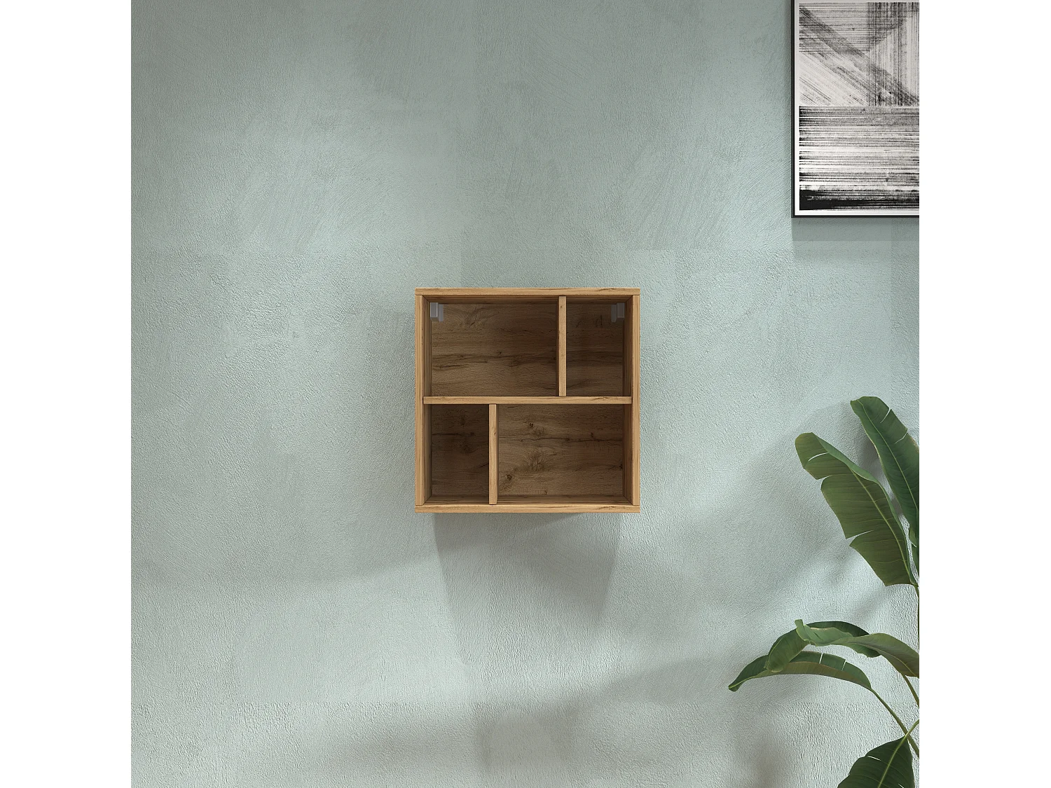 Étagère ouverte Chronos avec 4 compartiments chêne 50x35x50 cm